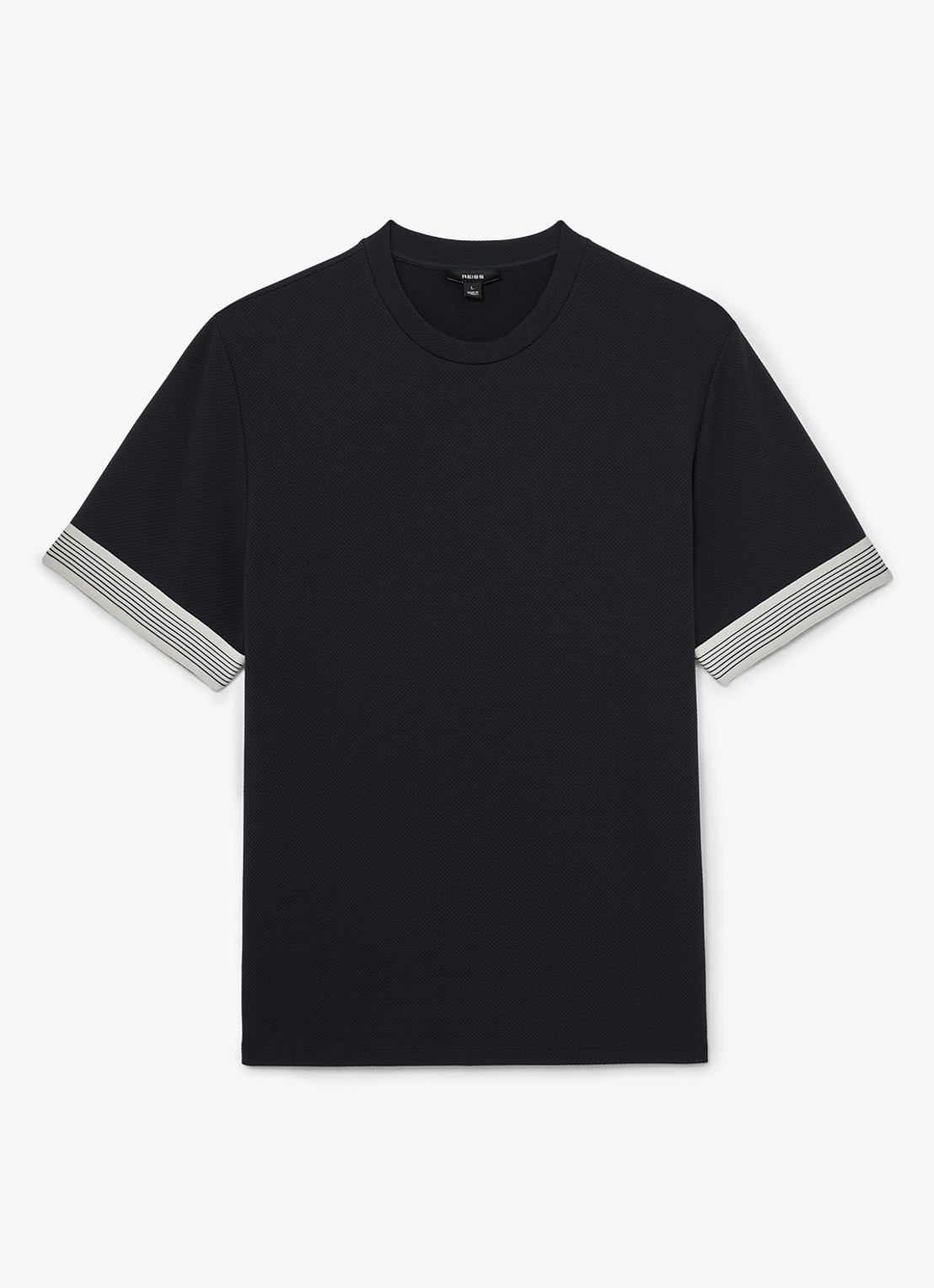 Reiss Aries T-shirt met structuur - voorkant 5 donkerblauw