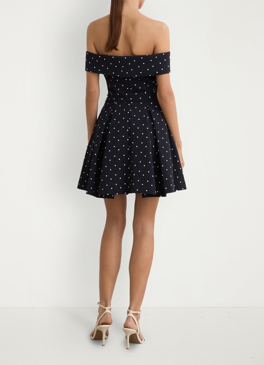 Reiss Arwen mini jurk met stippenprint - detail 3 donkerblauw