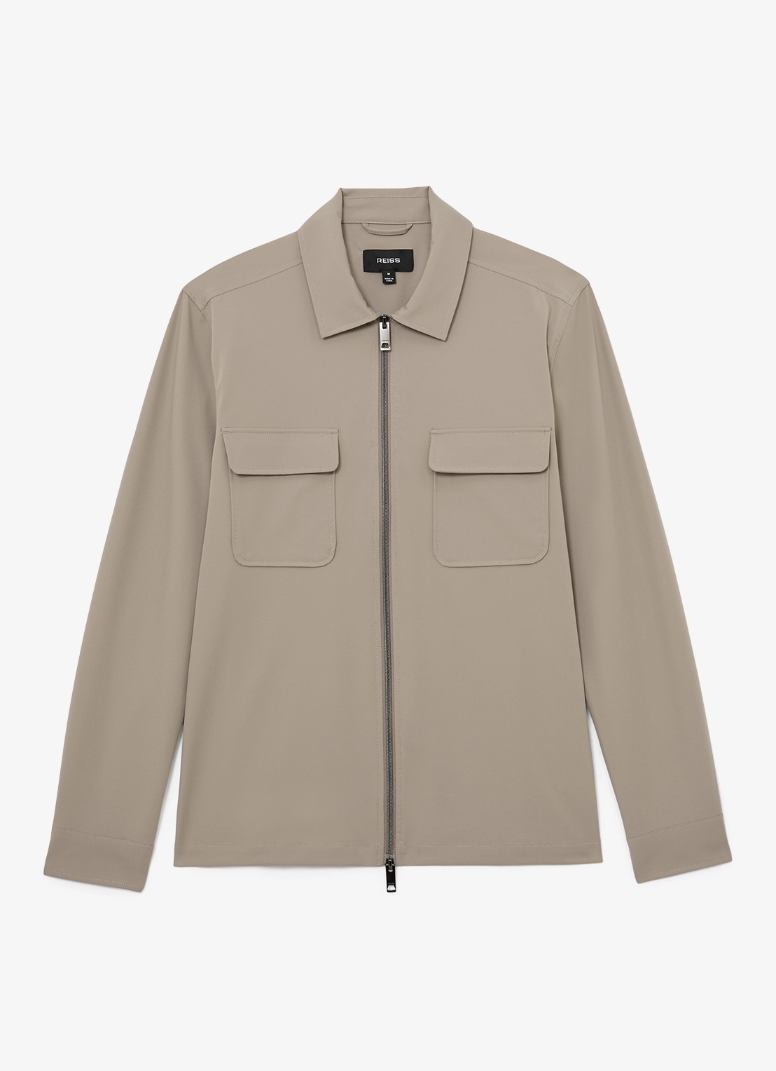 Reiss Ascend overshirt met borstzakken  - voorkant 5 lichtbruin