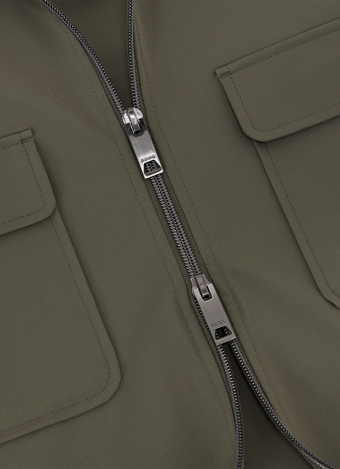 Reiss Ascend overshirt met borstzakken - detail 4 donkergroen