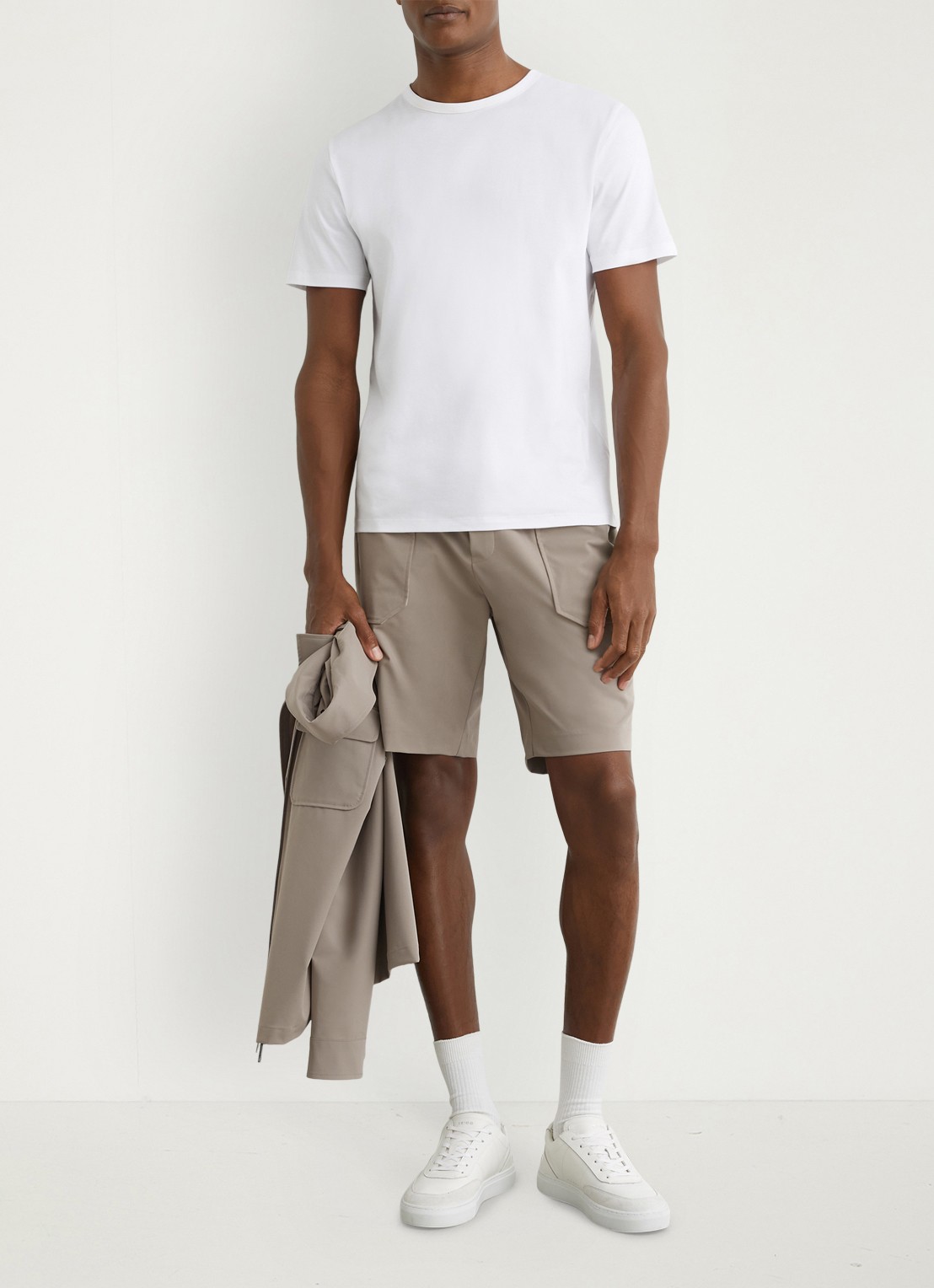Reiss Ascend straight fit korte broek met steekzakken - detail 3 taupe