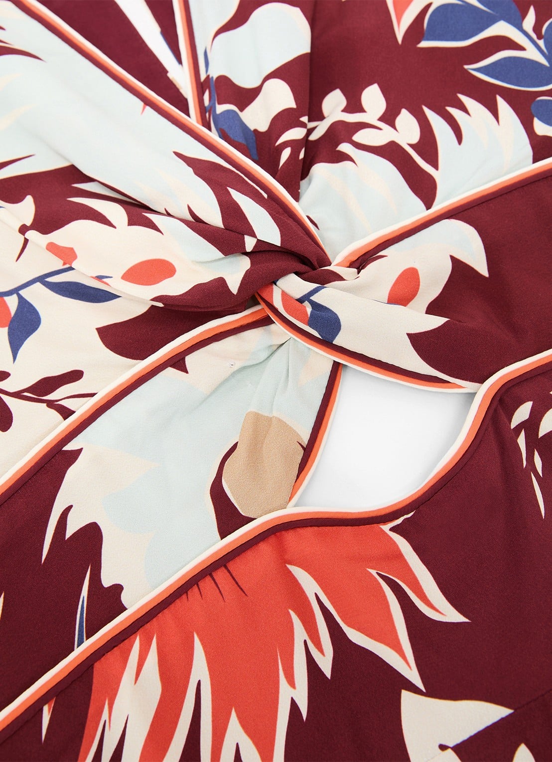 Reiss Asha midi jurk met print en cut-out details - detail 6 bordeauxrood