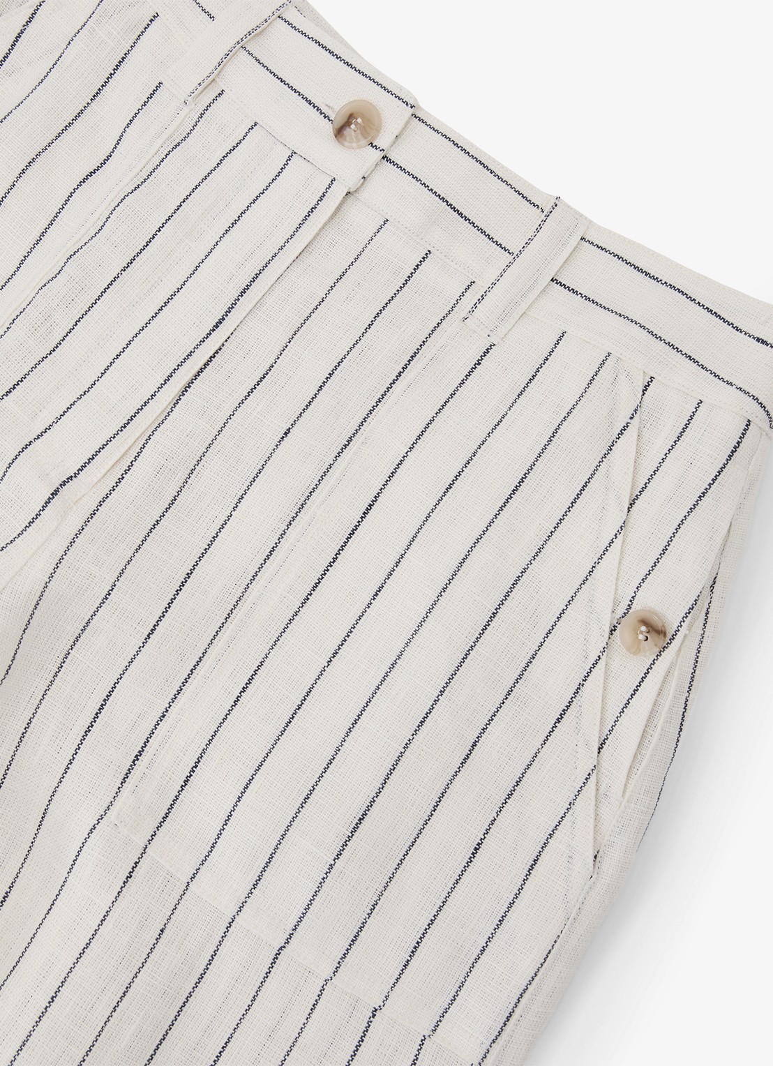 Reiss Ashby high waist wide fit pantalon van linnen - detail 6 gebroken wit