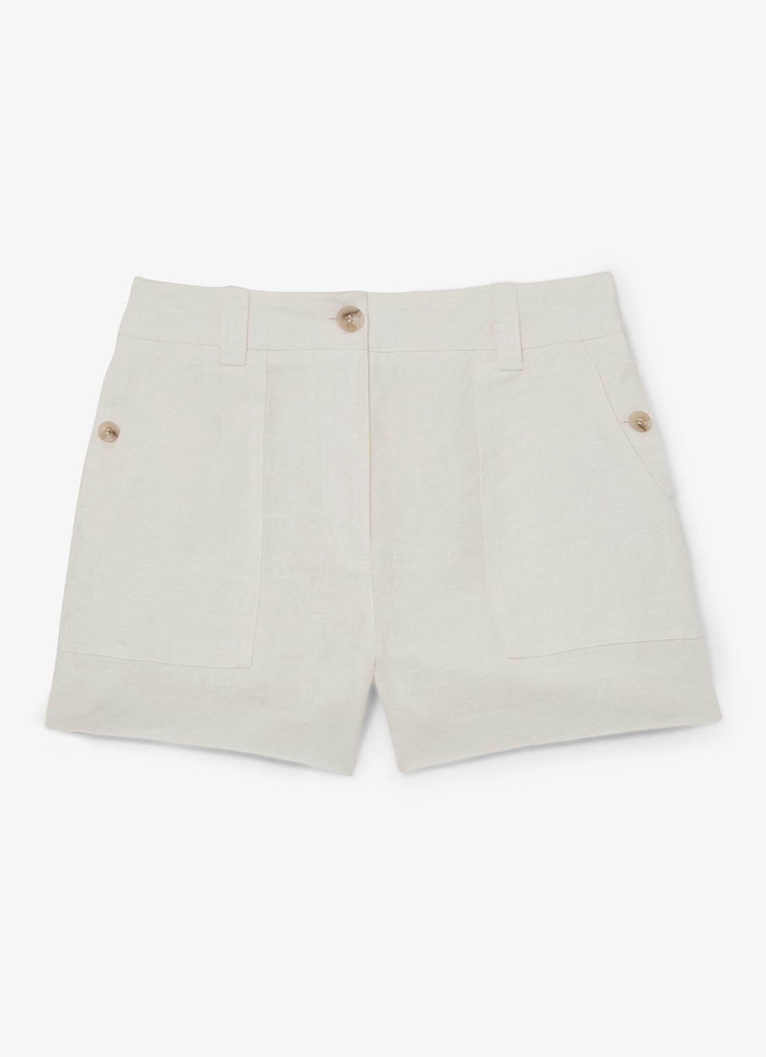 Reiss ASHBY Linen Shorts - voorkant 5 wit