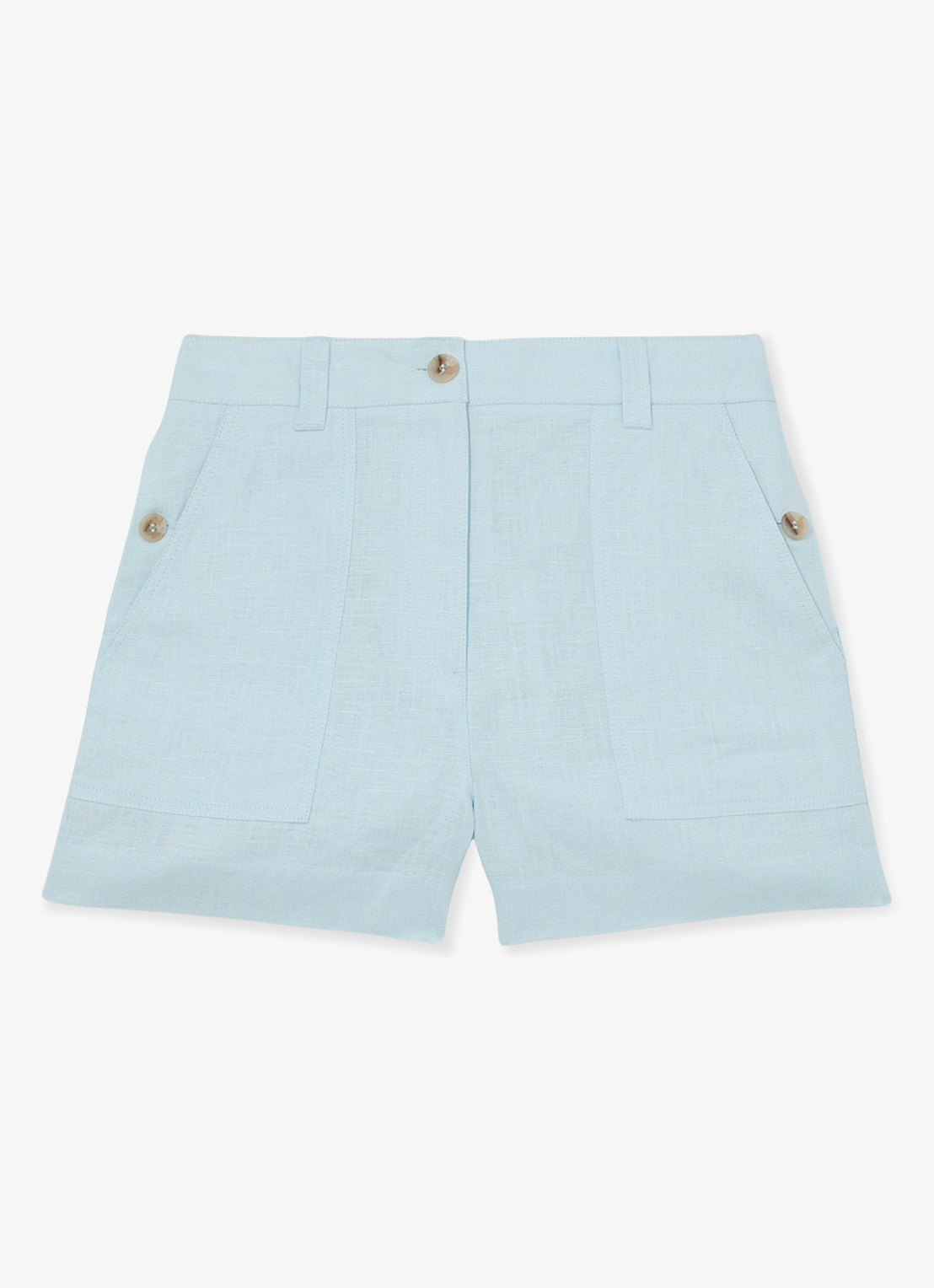 Reiss ASHBY Linen Shorts - voorkant 2 lichtblauw