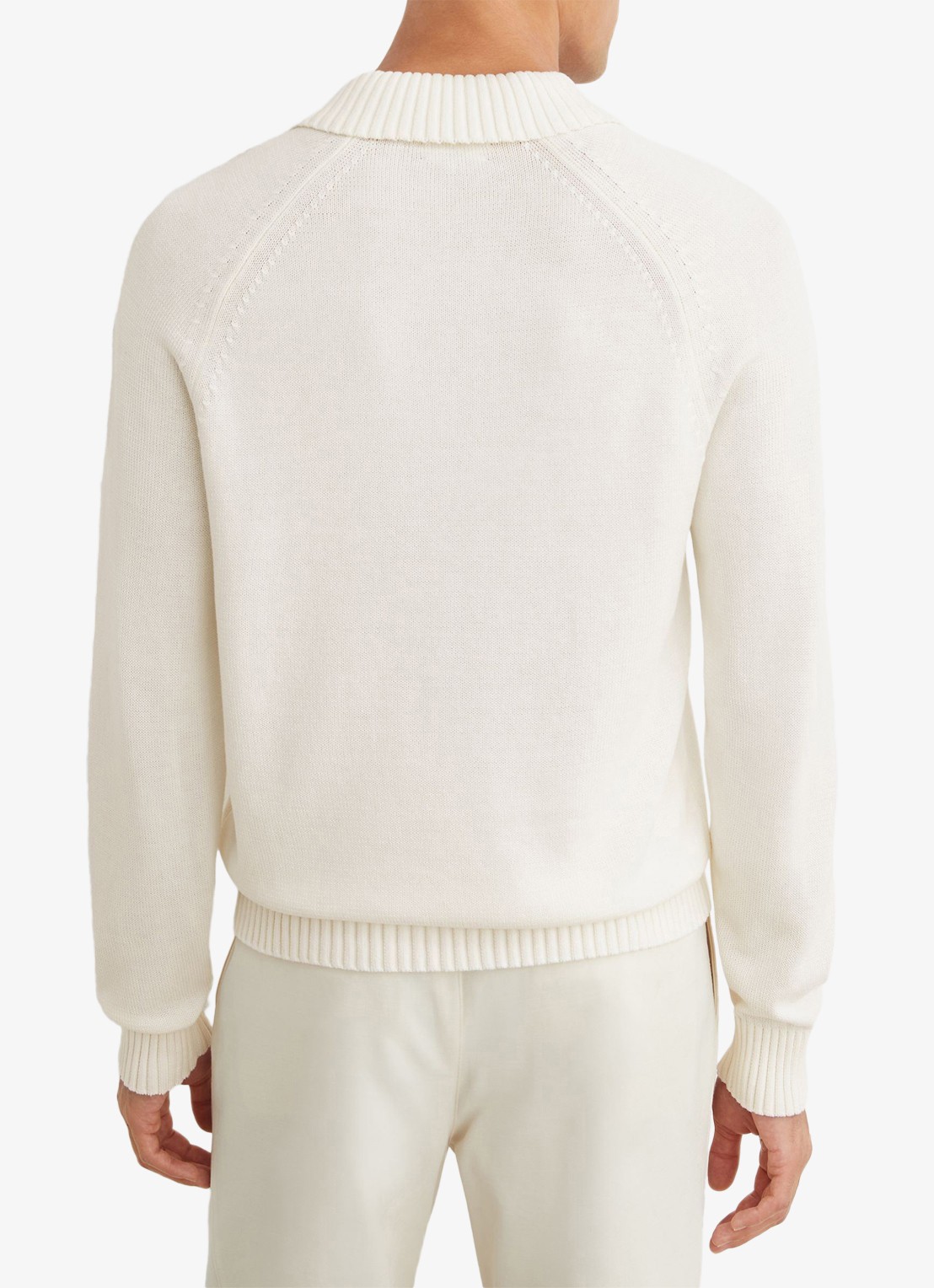 Reiss Ashdown Cotton Open-Collar Polo Jumper - achterkant 7 wit