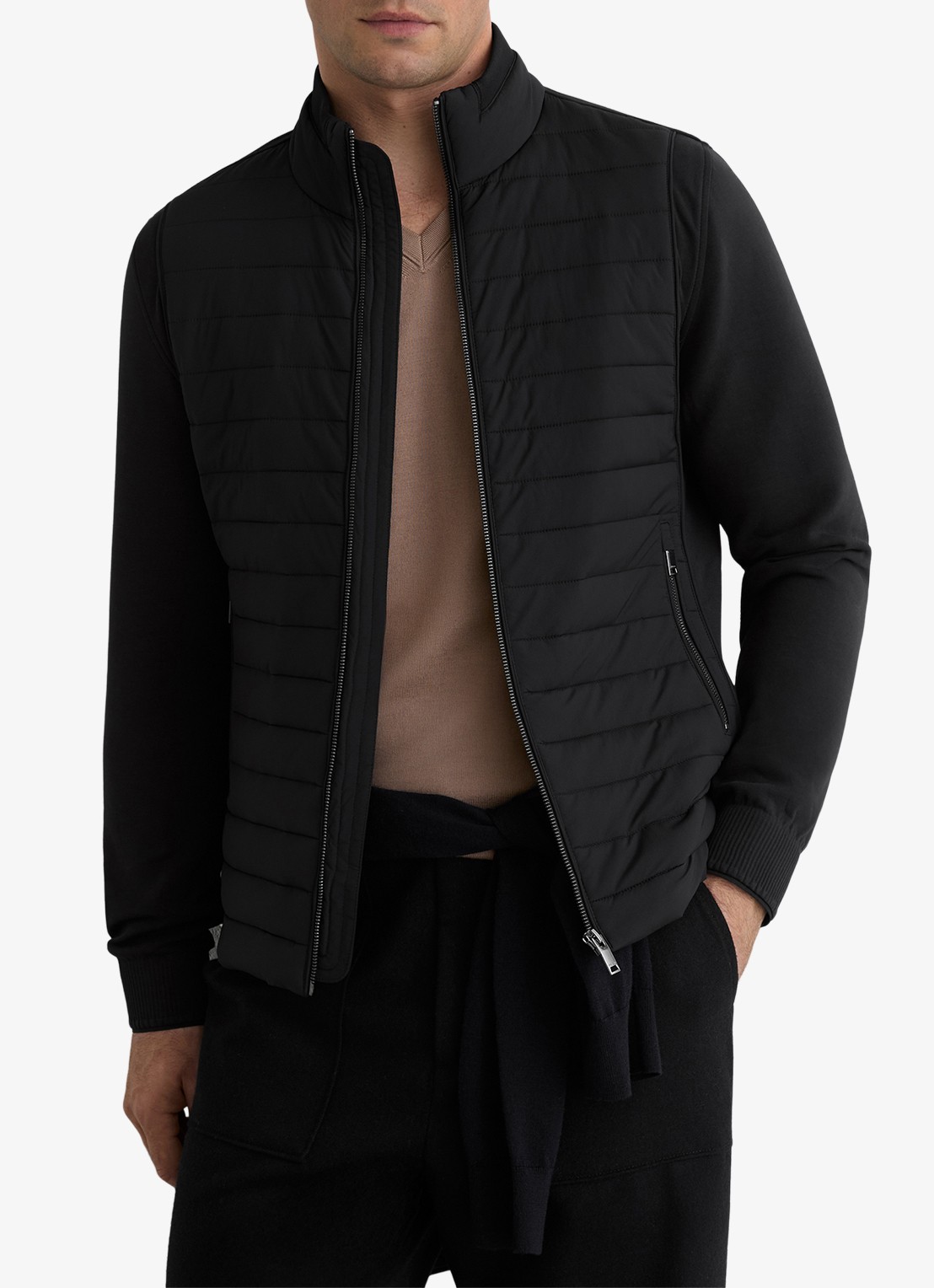 Reiss Asher jack met quilt patroon  - detail 4 black / zwart