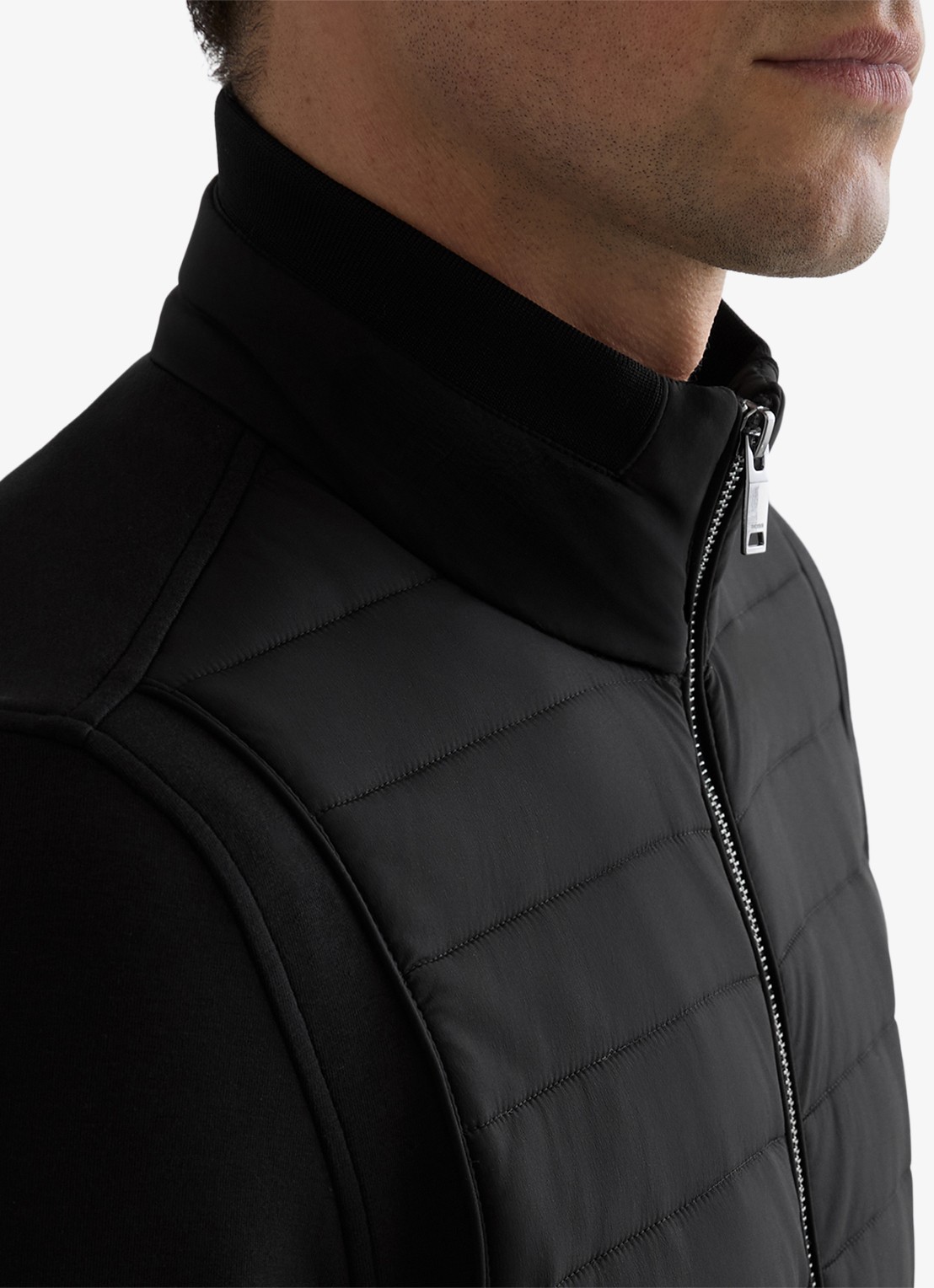 Reiss Asher jack met quilt patroon  - detail 5 black / zwart