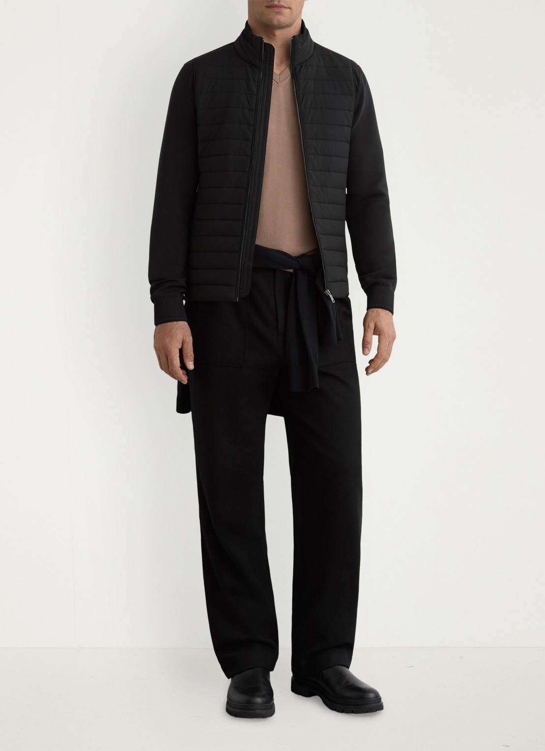 Reiss Asher jack met quilt patroon  - voorkant 3 black / zwart