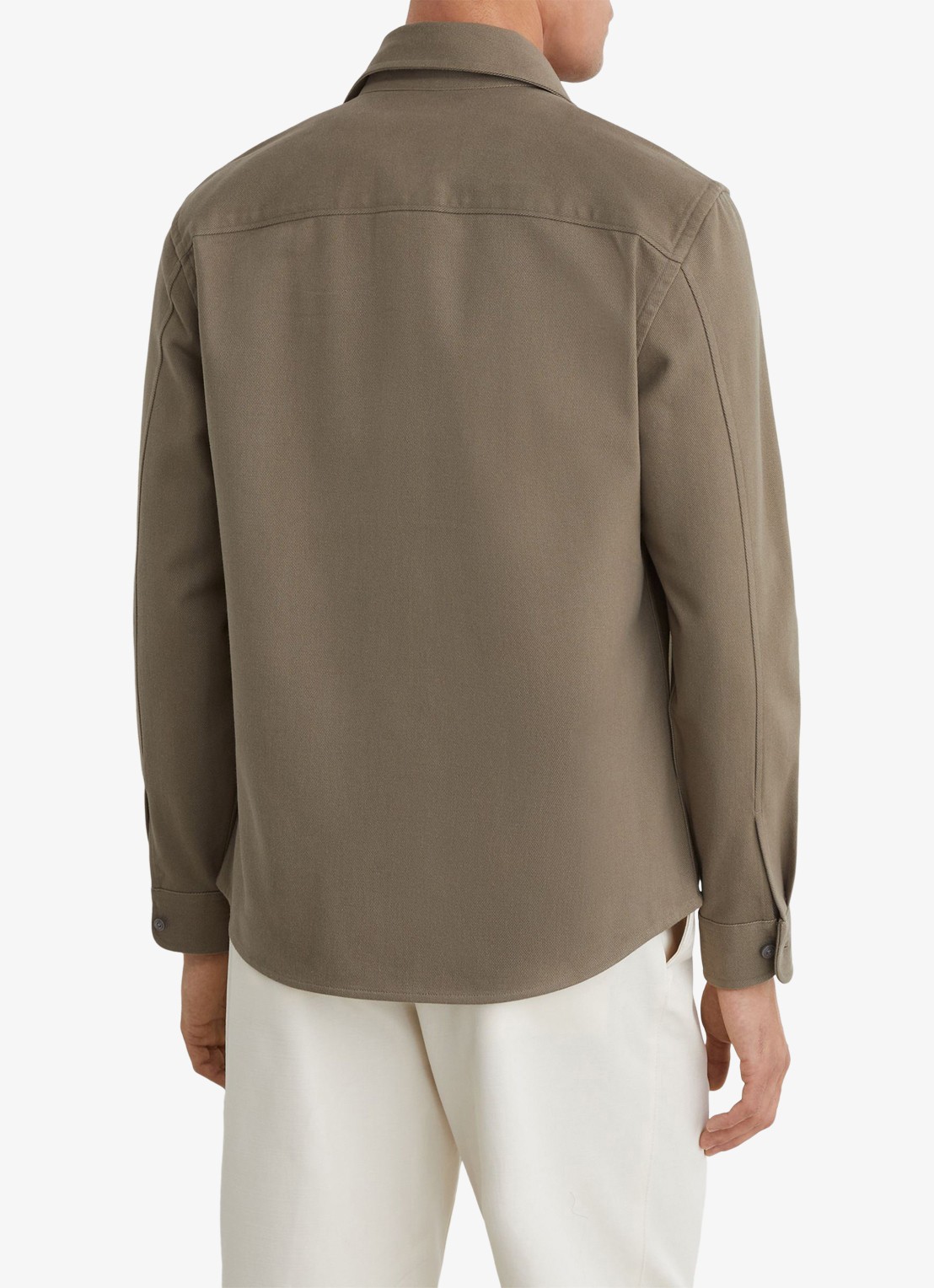 Reiss Astra regular fit overshirt met borstzakken - achterkant beige