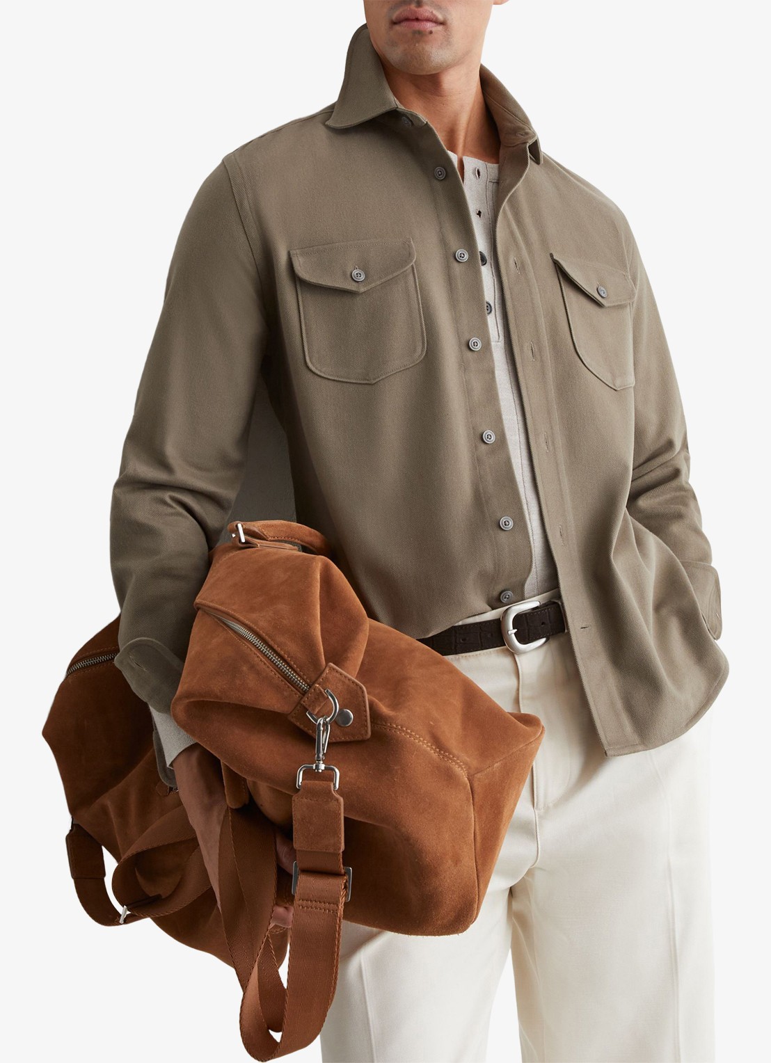 Reiss Astra regular fit overshirt met borstzakken - detail 3 beige