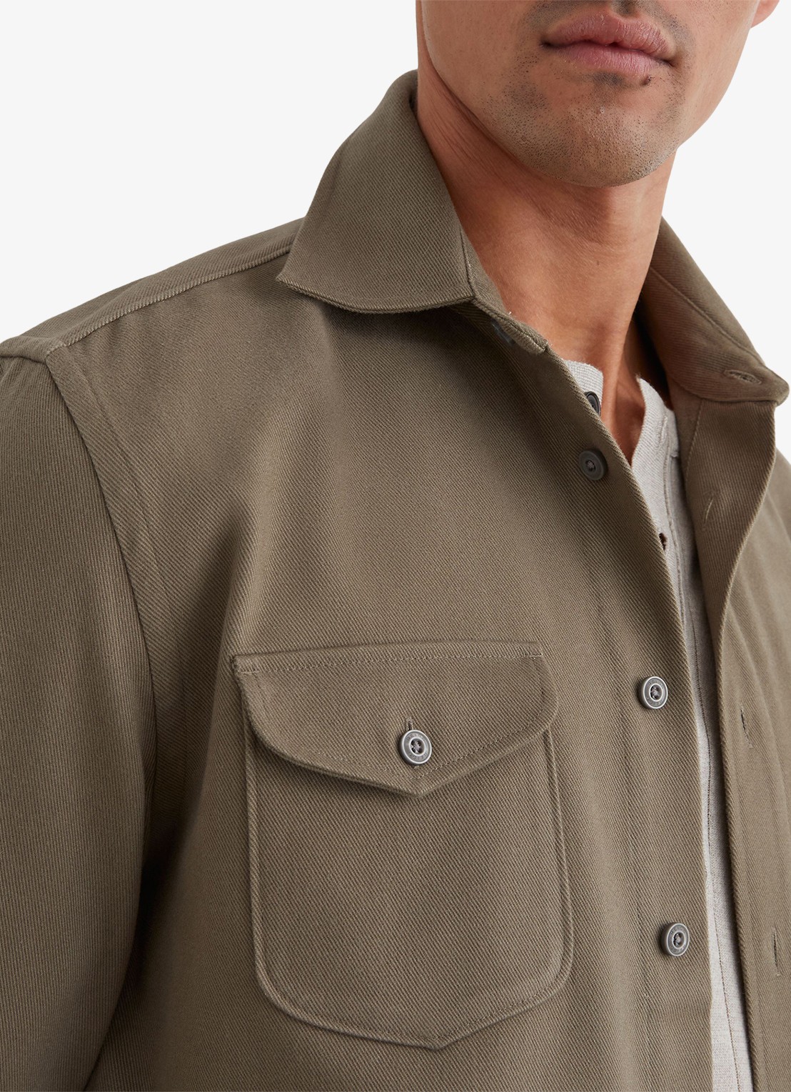 Reiss Astra regular fit overshirt met borstzakken - detail 4 beige