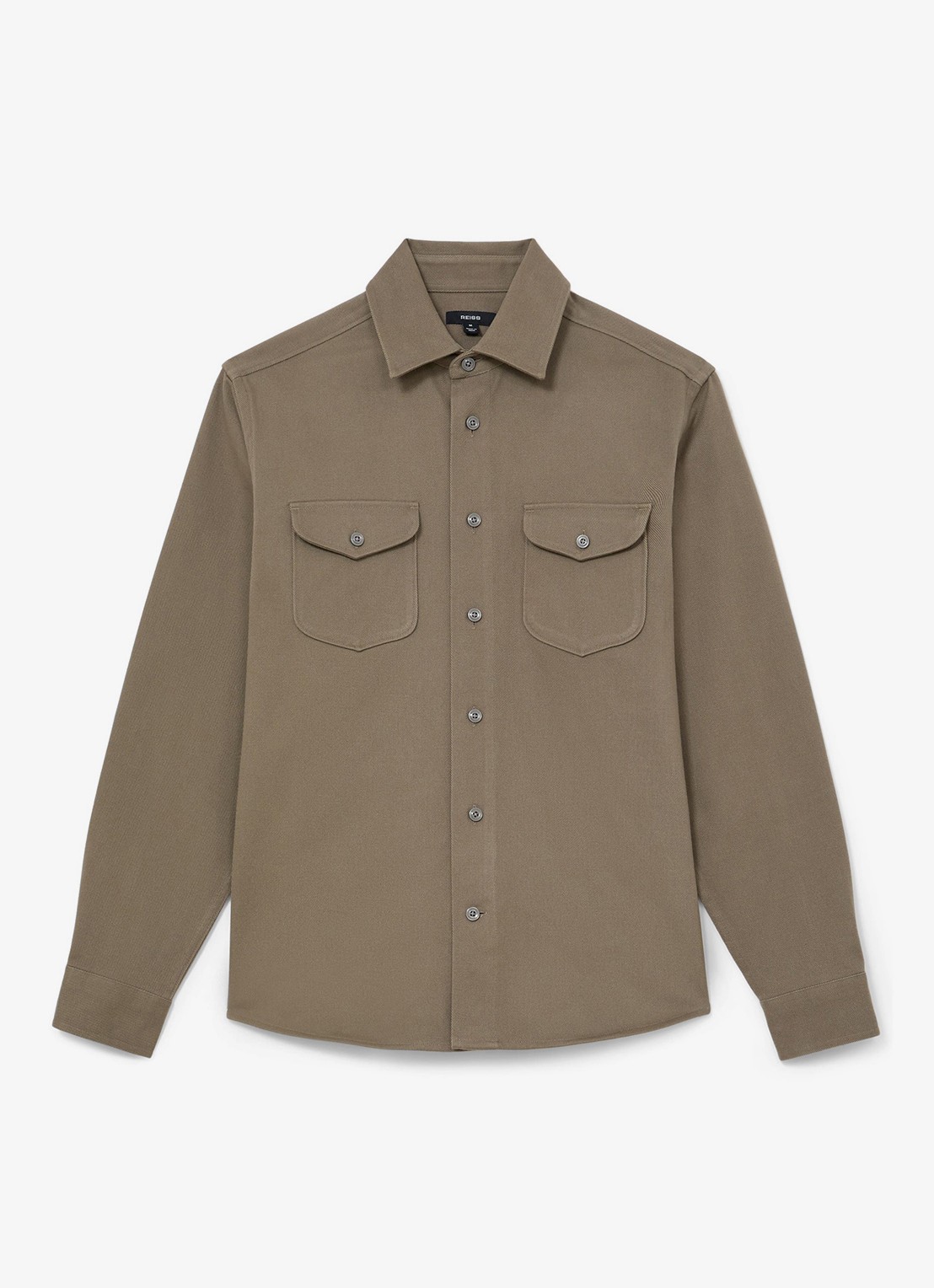 Reiss Astra regular fit overshirt met borstzakken - voorkant 6 beige