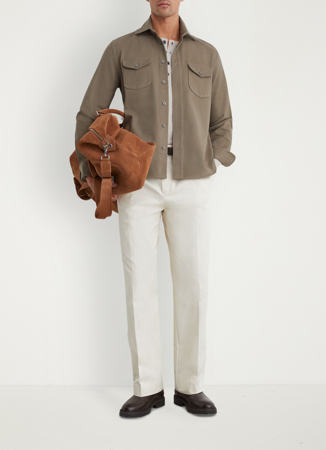 Reiss Astra regular fit overshirt met borstzakken - voorkant 7 beige
