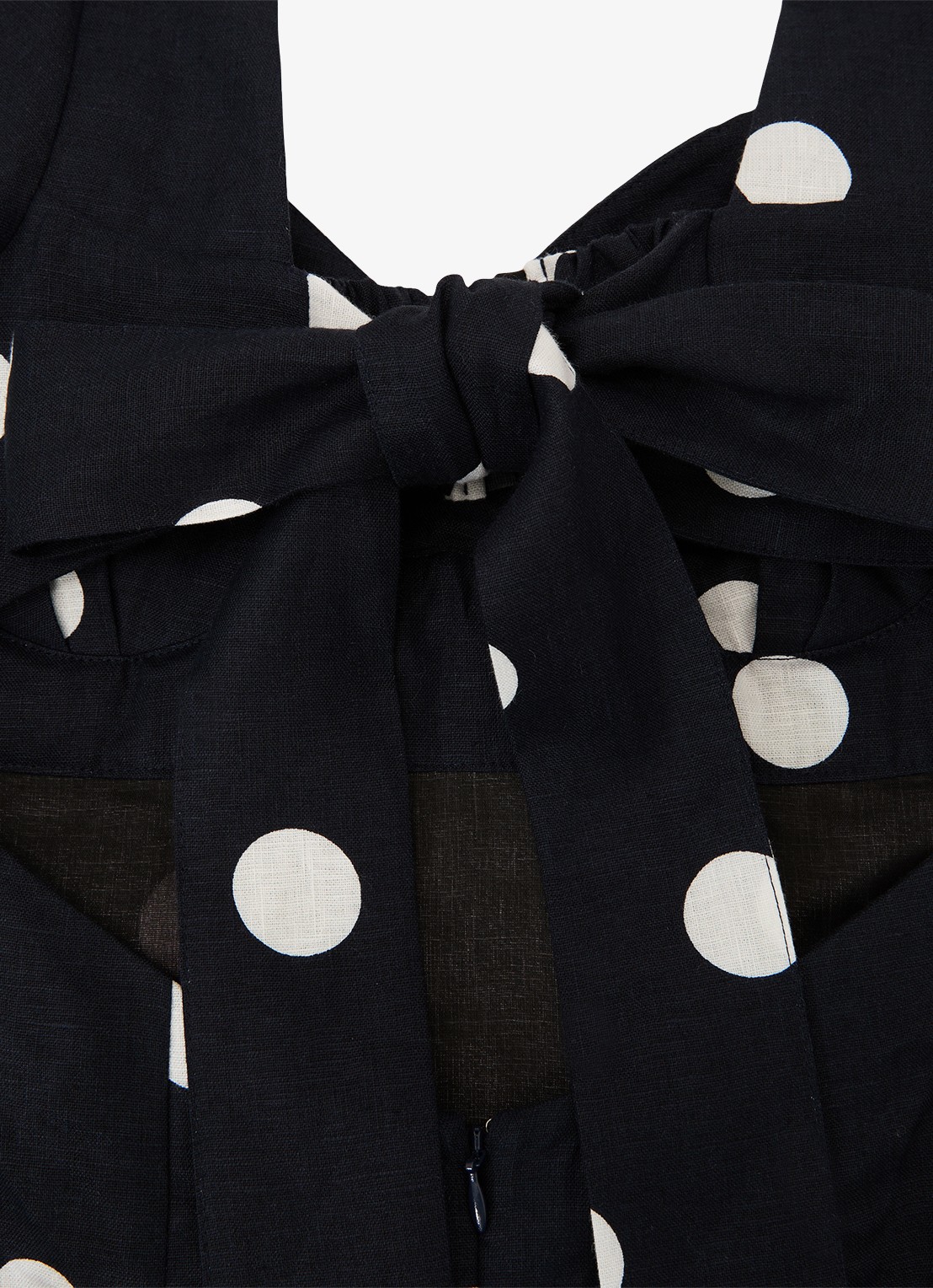 Reiss Astrid midi jurk van linnen met pofmouw - detail 4 zwart