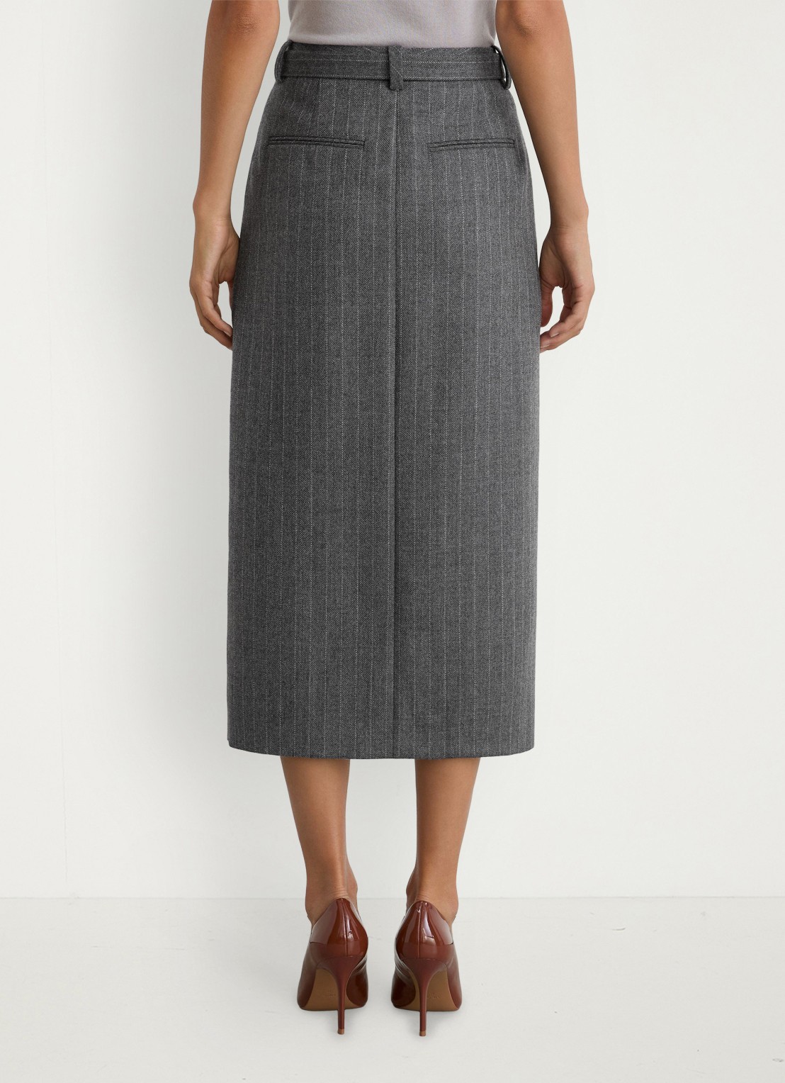 Reiss Astrid midi rok met krijtstreep - achterkant 5 grijs