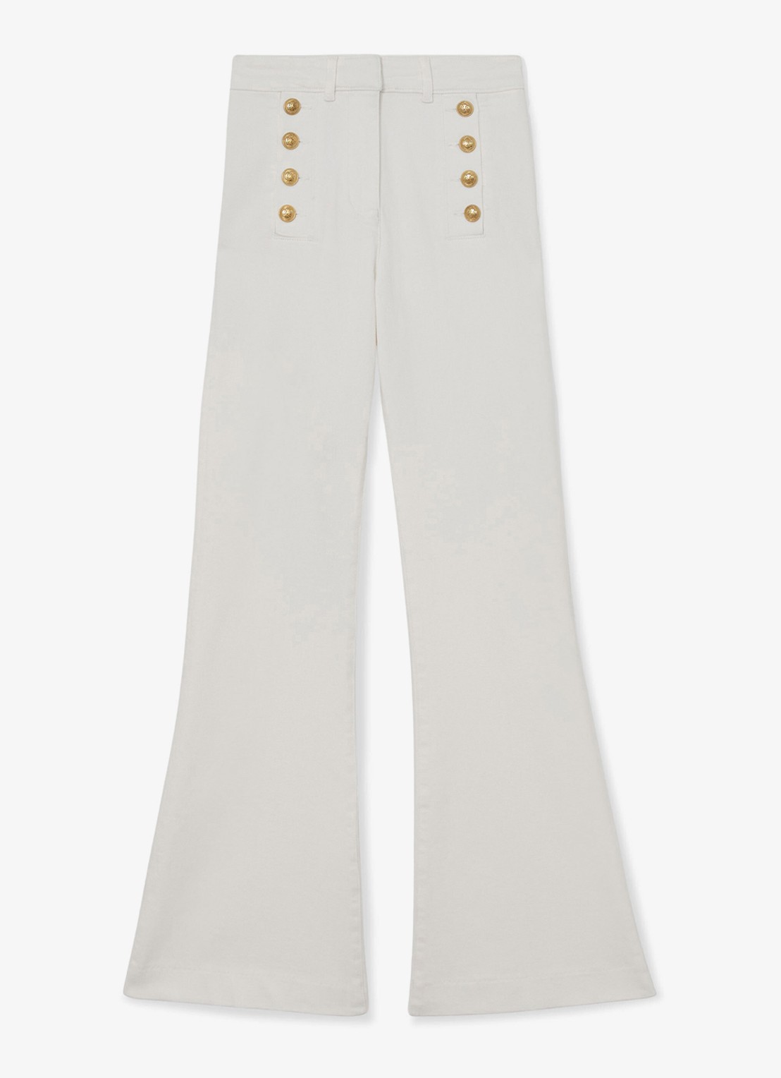 Reiss Athena high waist flared fit jeans in katoenblend - voorkant 2 wit
