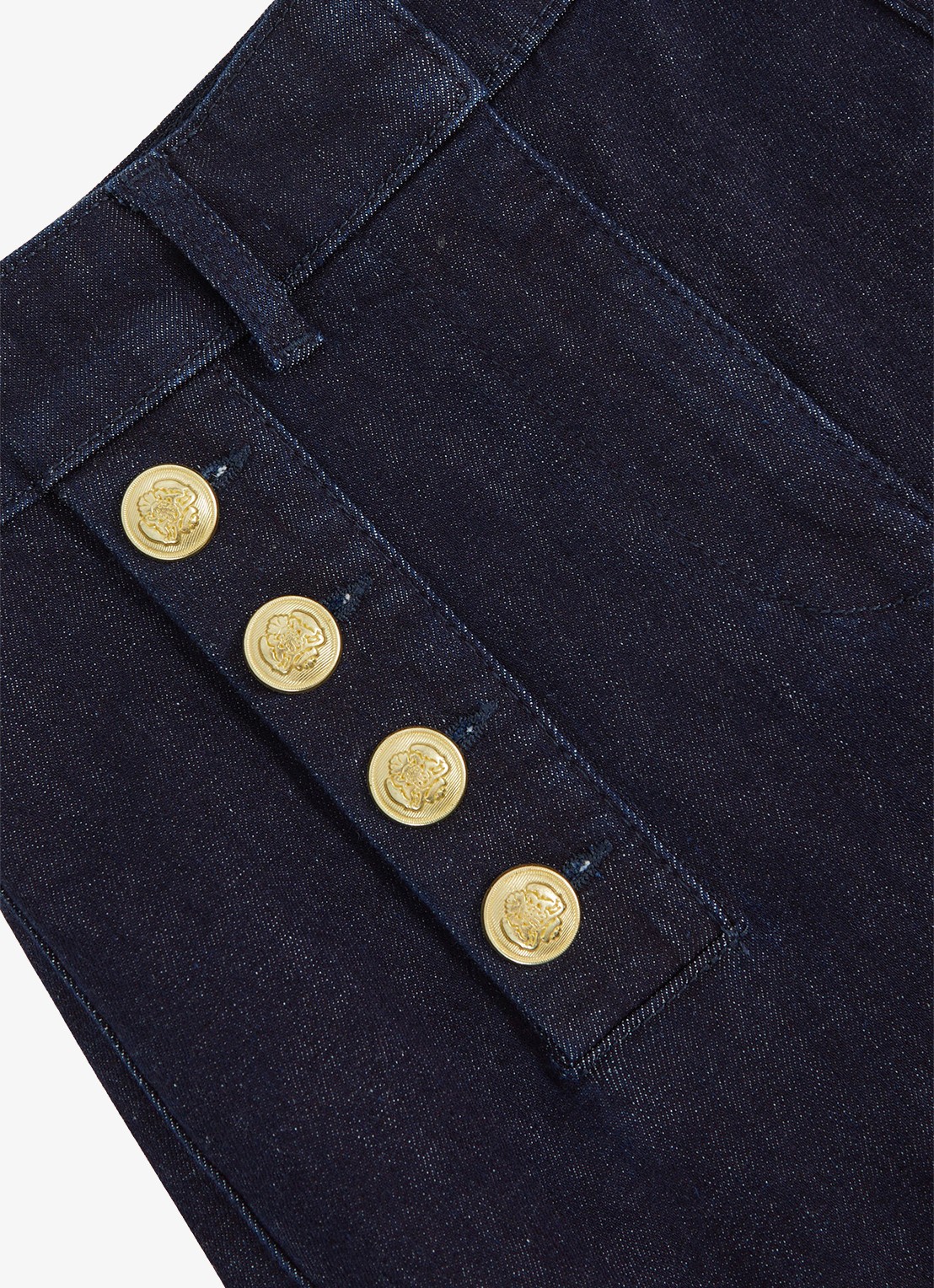 Reiss Athena high waist flared jeans met knoopdetail - detail 4 donkerblauw
