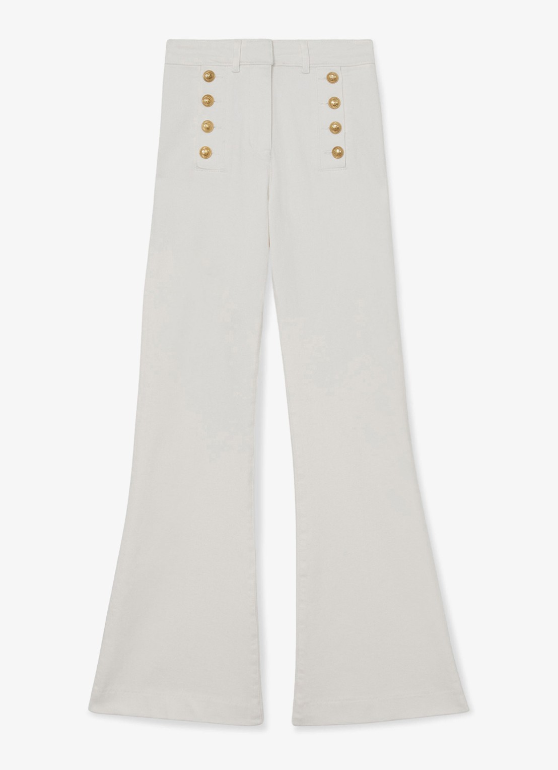 Reiss Athena mid waist flared jeans met knoopdetail - voorkant 2 wit