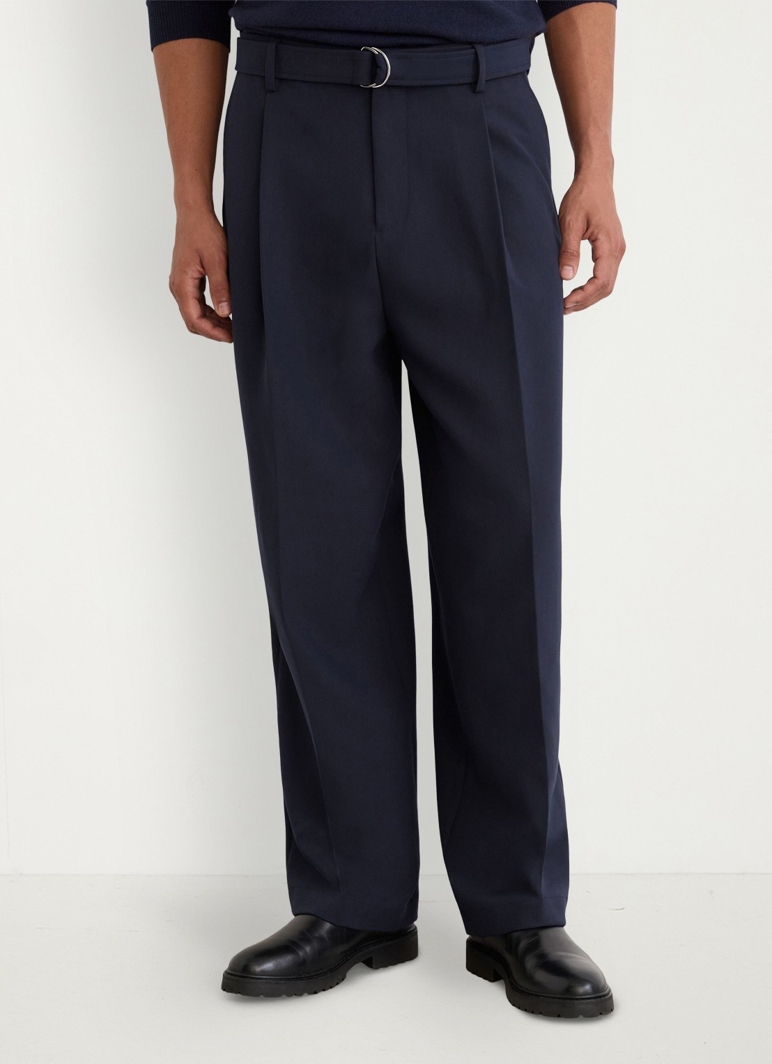 Reiss Atwell loose fit pantalon met ceintuur - detail 3 navy / blauw