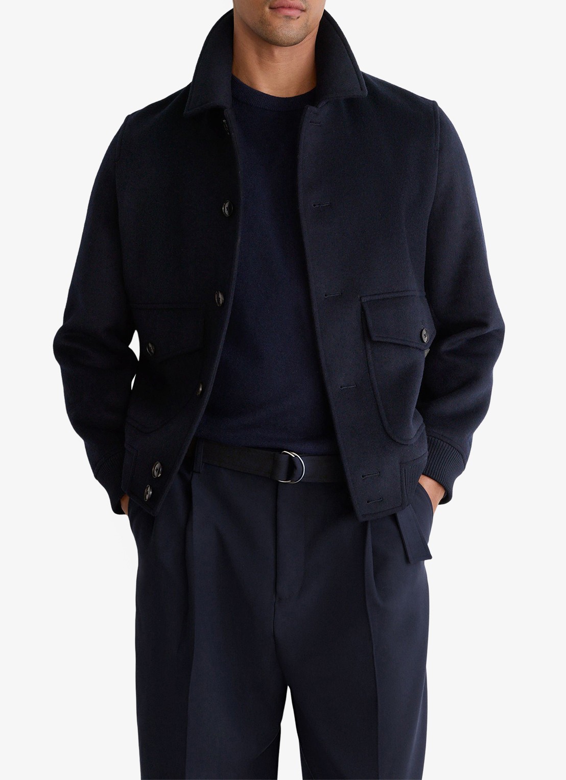Reiss Atwell loose fit pantalon met ceintuur - detail 4 navy / blauw