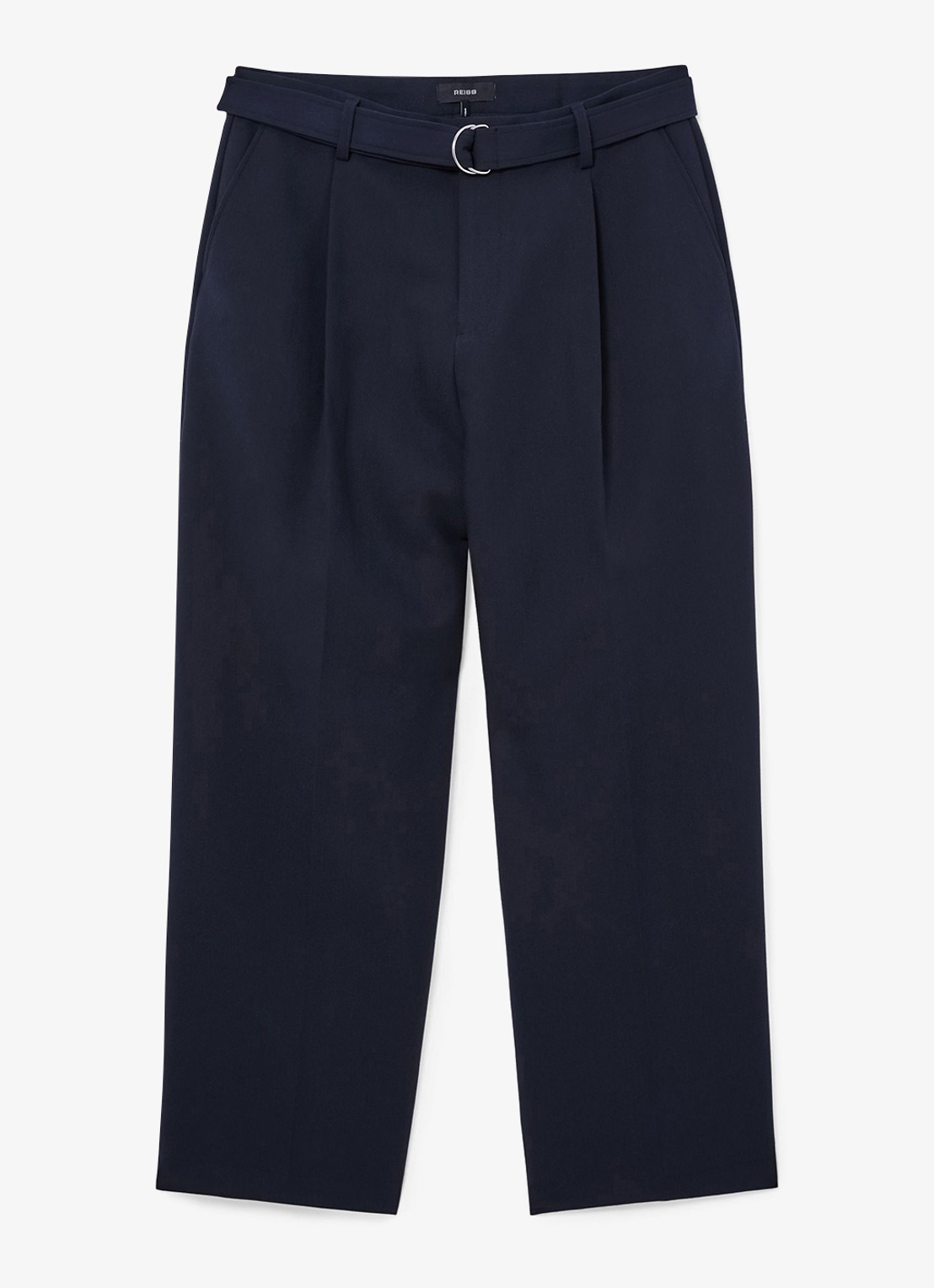 Reiss Atwell loose fit pantalon met ceintuur - voorkant navy / blauw