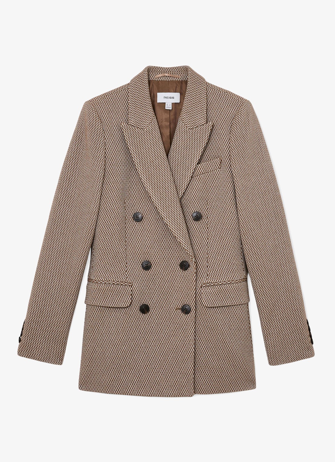 Reiss Aubrey double-breasted blazer in wolblend - voorkant 6 beige