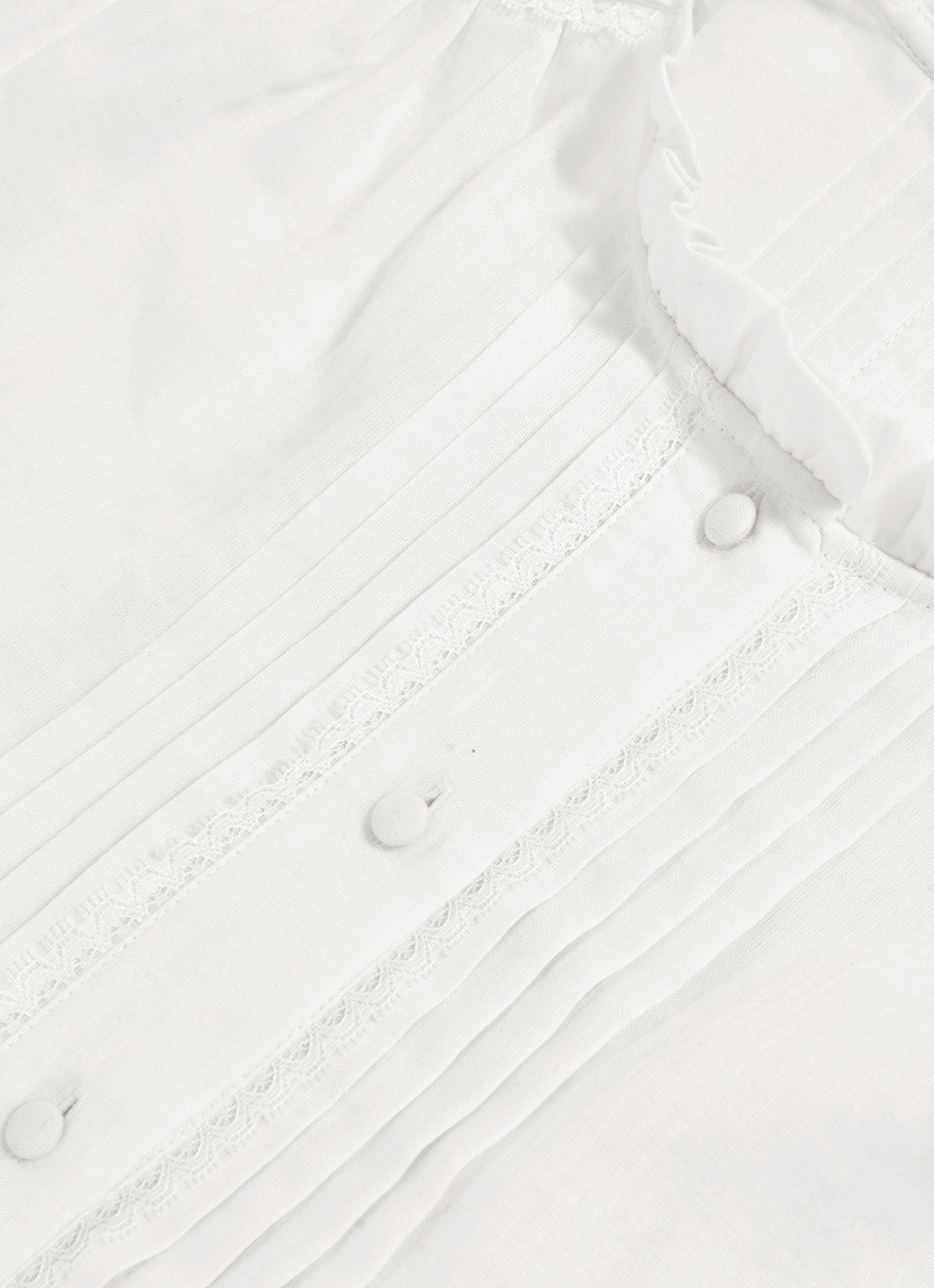 Reiss AURELIA Cotton Cheesecloth Frill-Neck Top - detail 5 wit