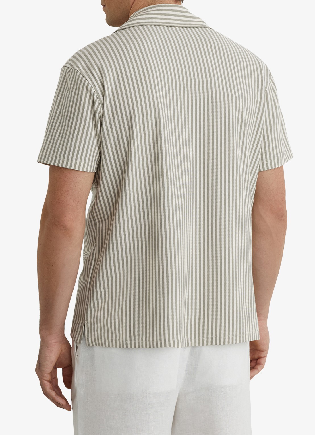Reiss Aurelia overhemd met streepprint - achterkant khaki