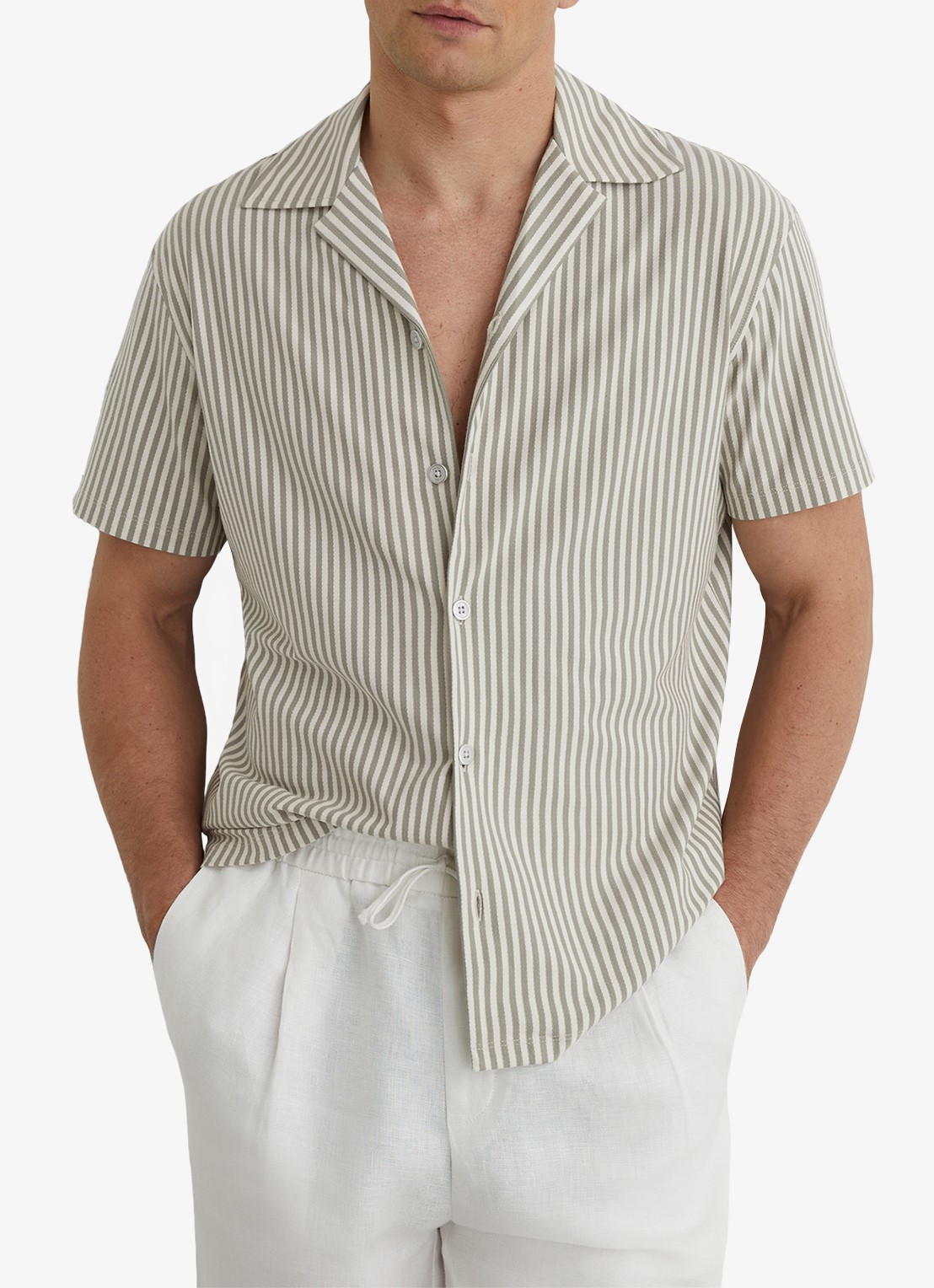 Reiss Aurelia overhemd met streepprint - detail 4 khaki