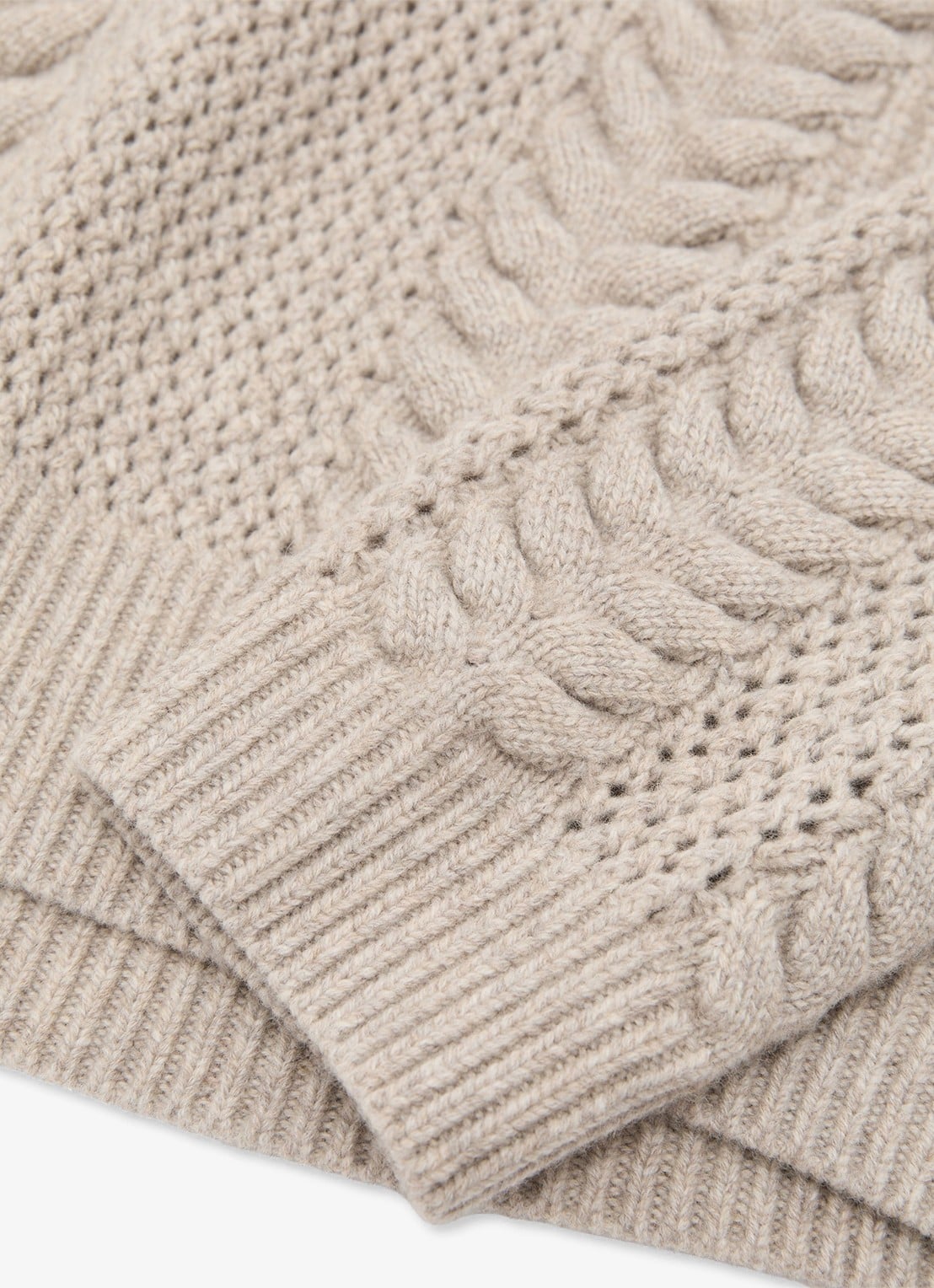 Reiss Auriele grofgebreide trui van wol - detail 4 beige