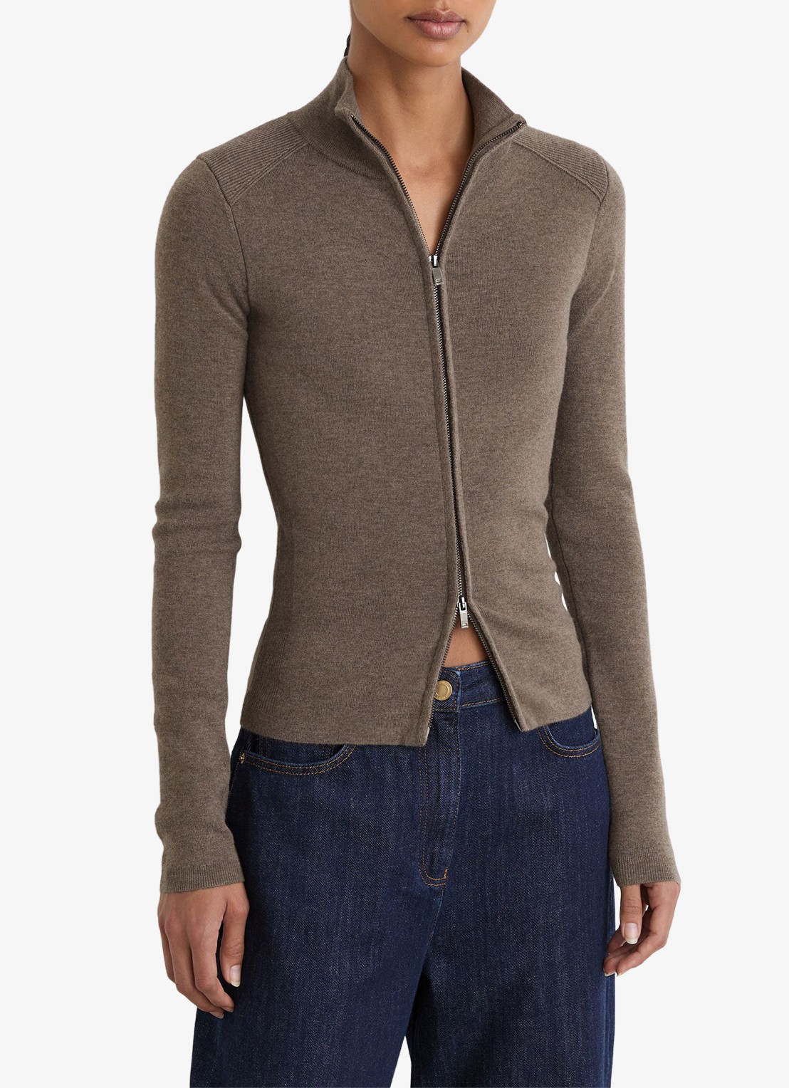 Reiss Ava fijngebreid vest in wolblend - detail 4 beige