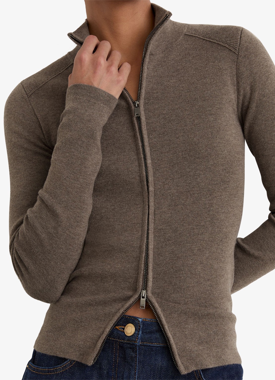 Reiss Ava fijngebreid vest in wolblend - detail 5 beige