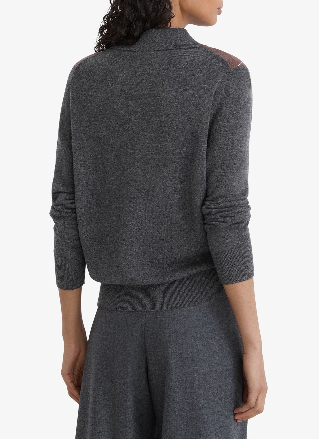 Reiss Averya pullover in kasjmierblend met polokraag - achterkant 6 donkergrijs