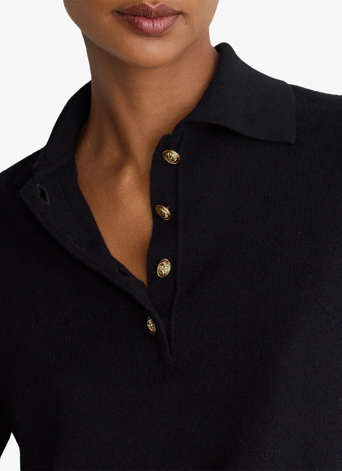 Reiss Averya pullover in kasjmierblend met polokraag - detail 3 black / zwart