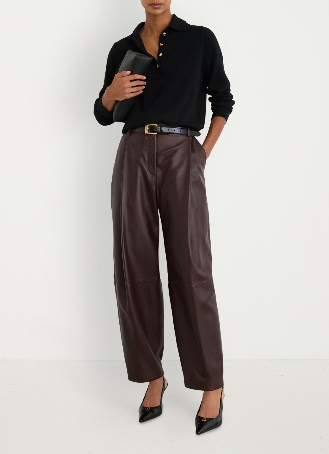 Reiss Averya pullover in kasjmierblend met polokraag - voorkant 6 black / zwart