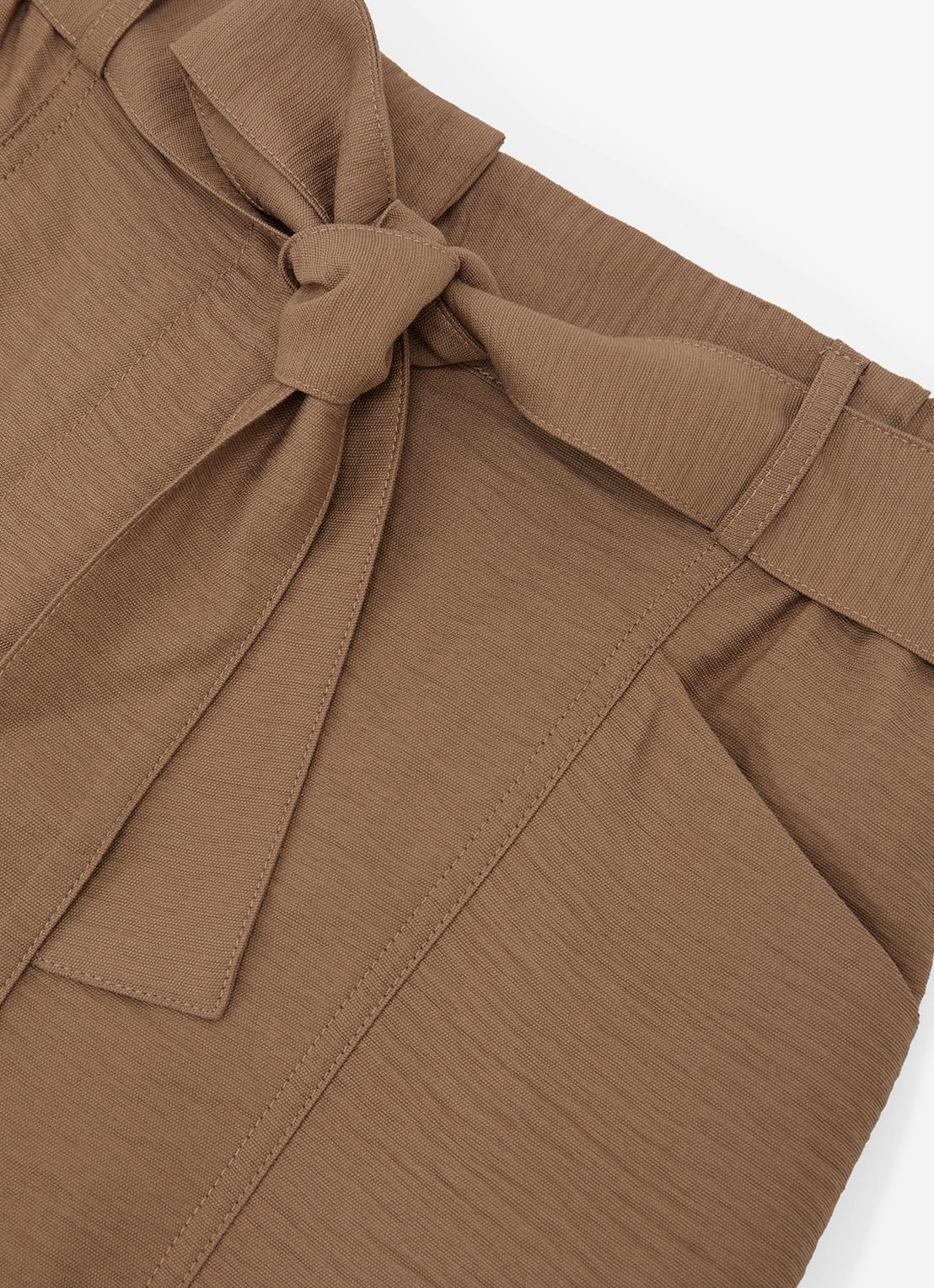 Reiss Avril high waist wide fit krote broek met strikceintuur - detail 7 bruin
