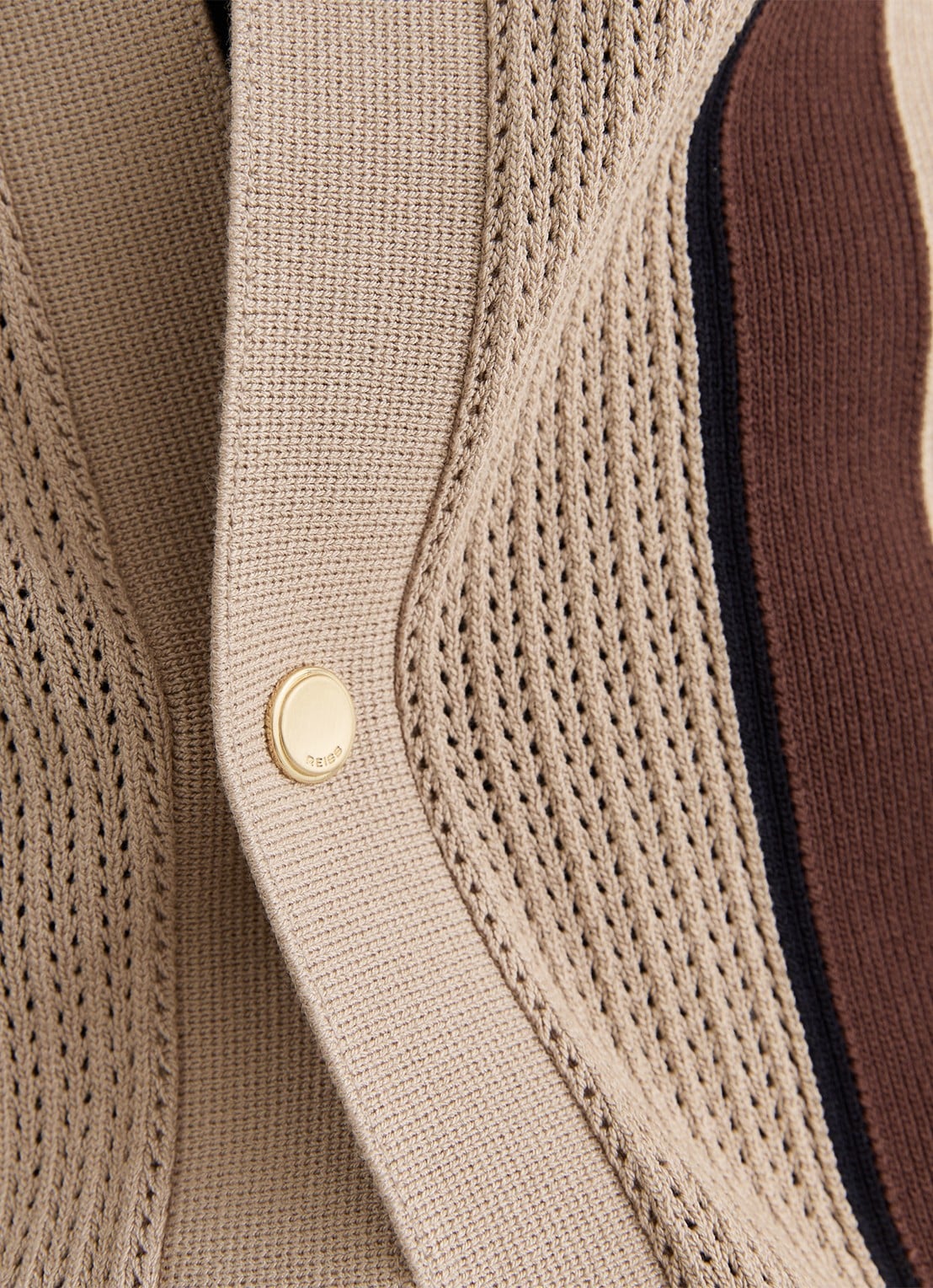 Reiss Axis overhemd met ingebreid patroon - detail 5 camel