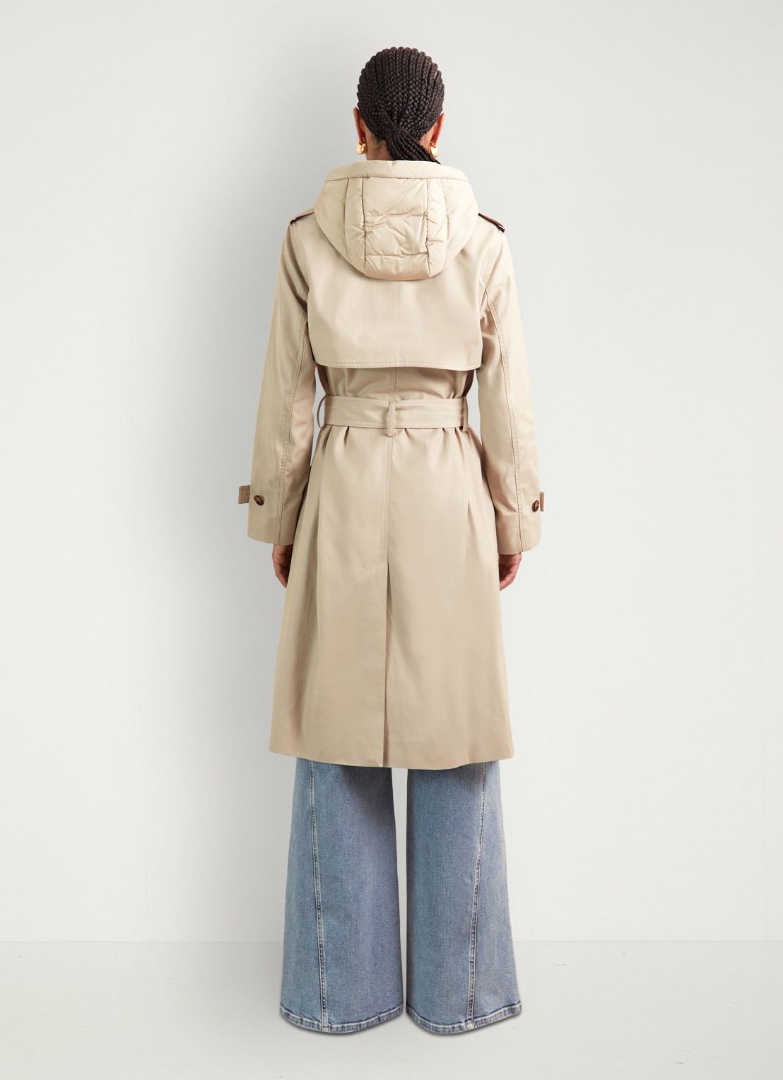 Reiss Azura double-breasted trenchcoat met afneembare capuchon - achterkant 7 beige