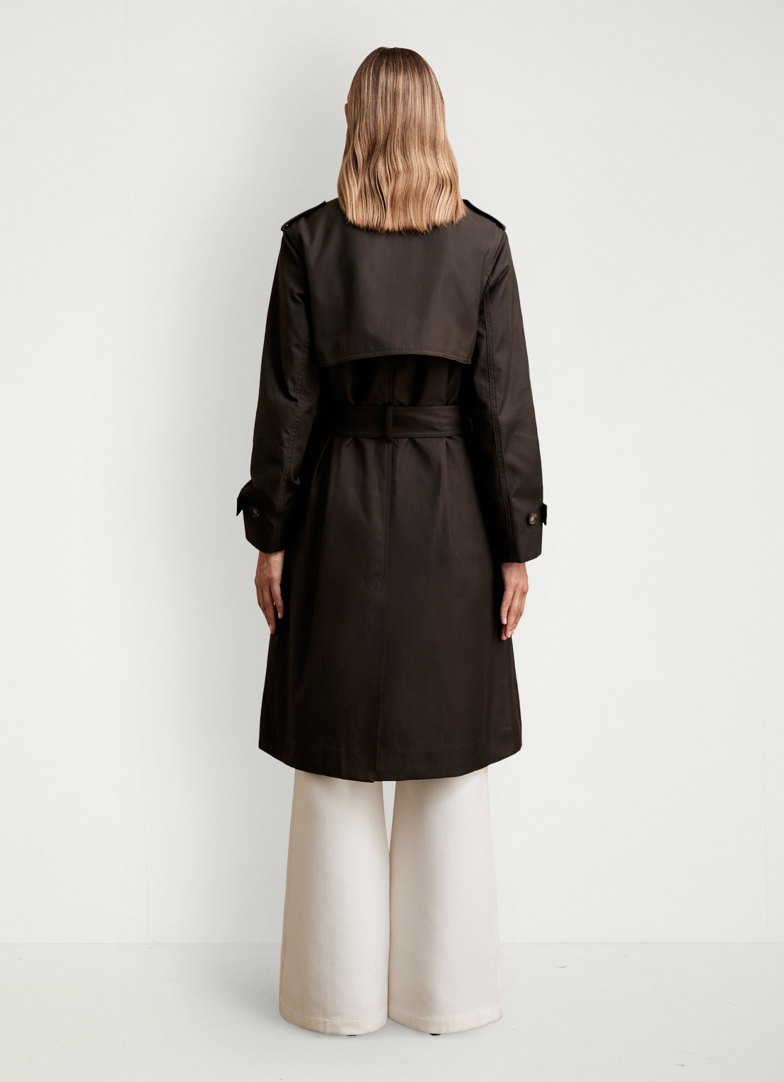 Reiss Azura double-breasted trenchcoat met afneembare capuchon - achterkant 5 donkerbruin