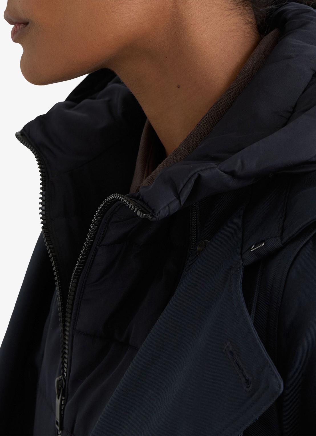 Reiss Azura double-breasted trenchcoat met afneembare capuchon - detail 4 blauw