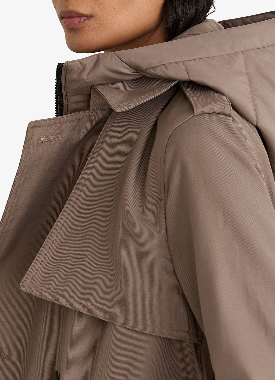 Reiss Azura Trenchcoat met ceintuur en afneembare capuchon - detail 6 beige