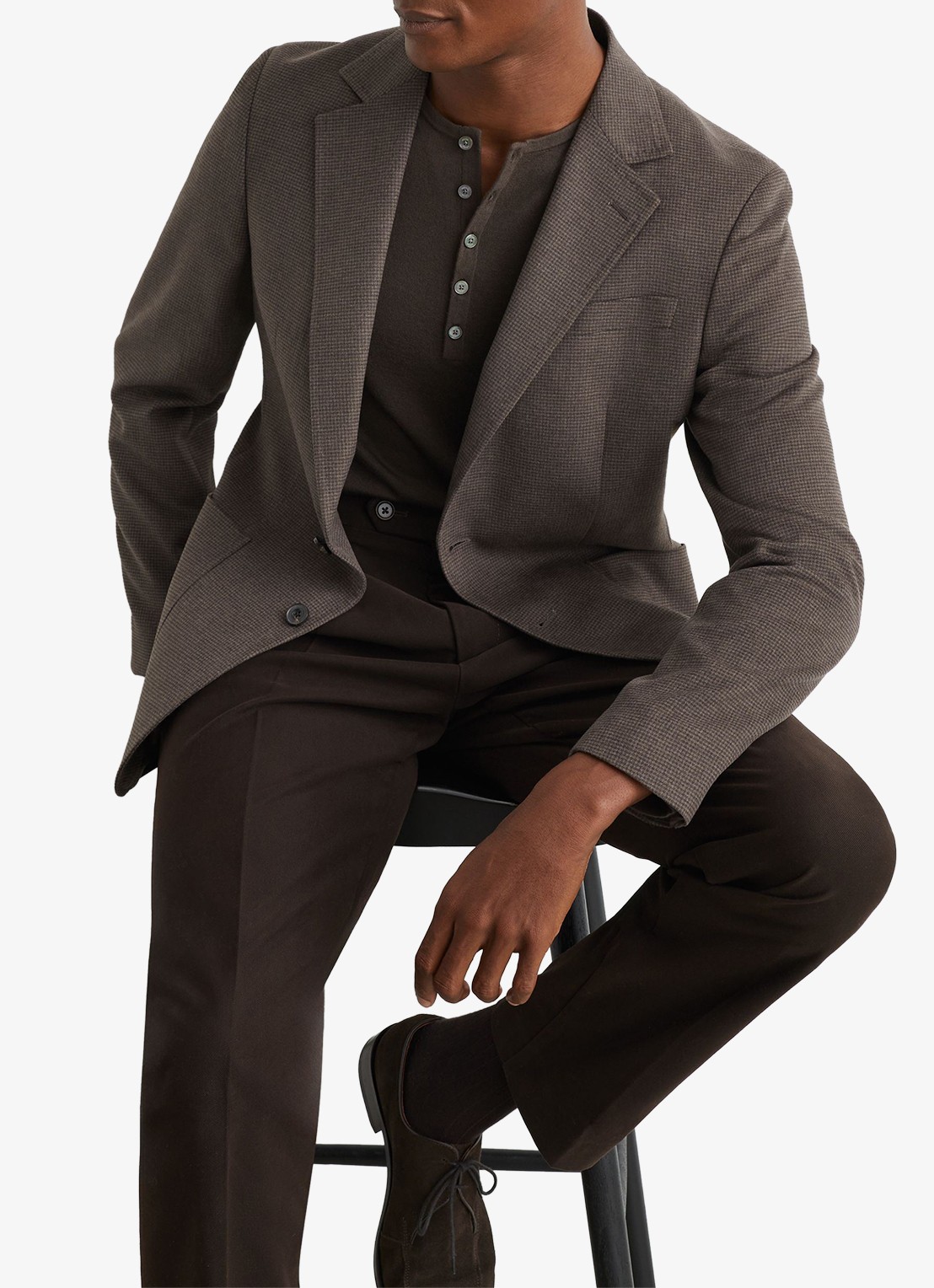 Reiss Badge fitted colbert met uitneembare voering met halve rits - detail 5 brown / bruin