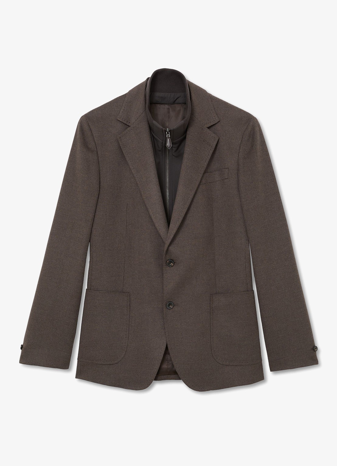 Reiss Badge fitted colbert met uitneembare voering met halve rits - voorkant brown / bruin