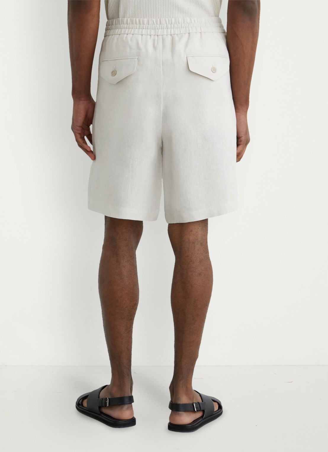 Reiss Barges straight fit korte broek van linnen - achterkant 6 stone / beige