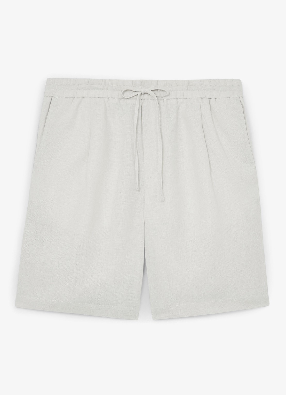 Reiss Barges straight fit korte broek van linnen - voorkant 4 stone / beige