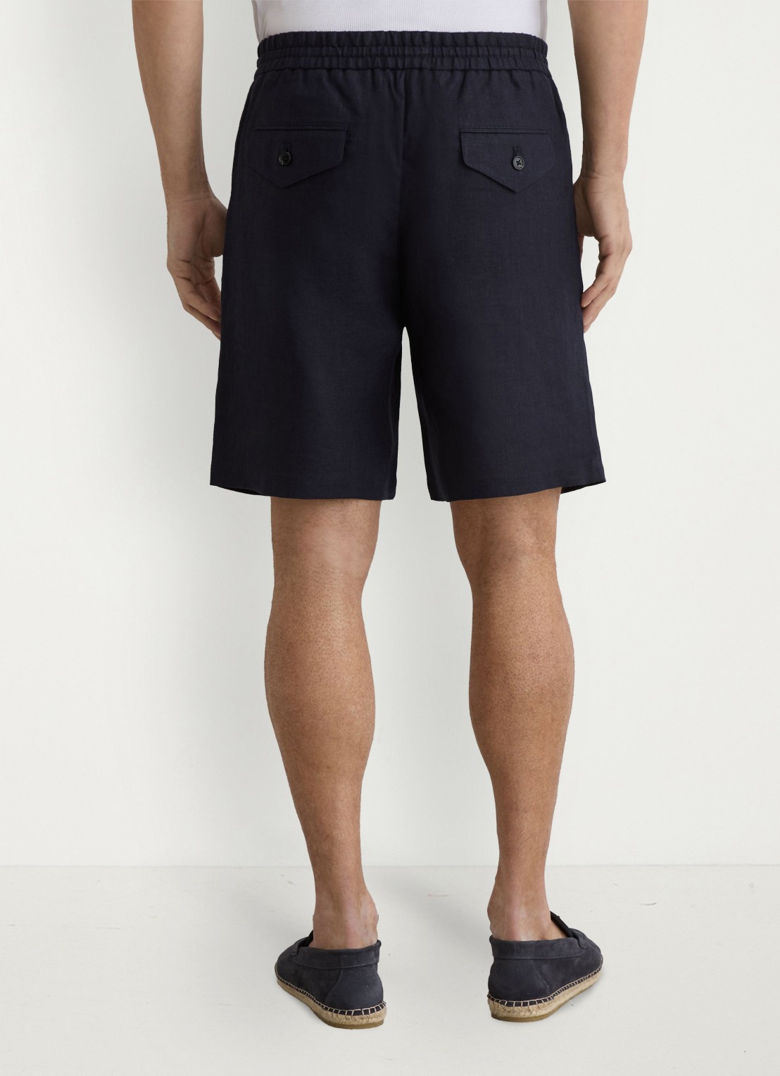 Reiss Barges straight fit korte broek van linnen - achterkant donkerbruin