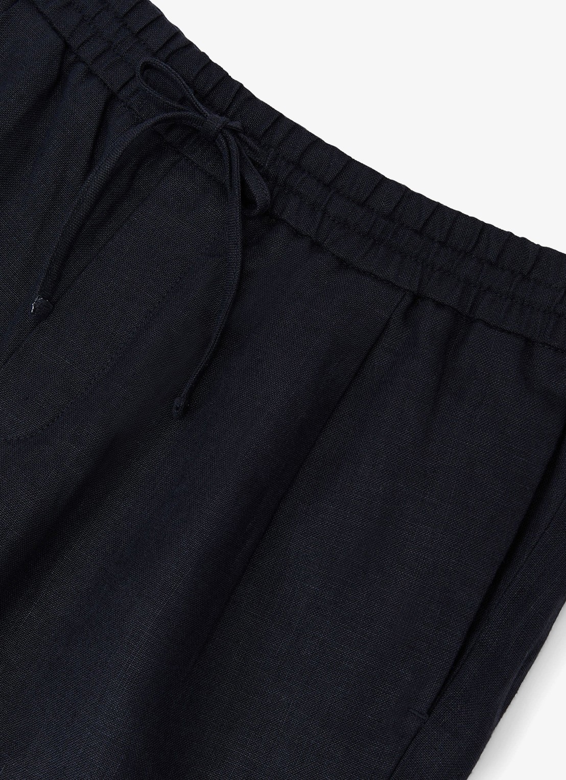 Reiss Barges straight fit korte broek van linnen - detail 5 donkerbruin