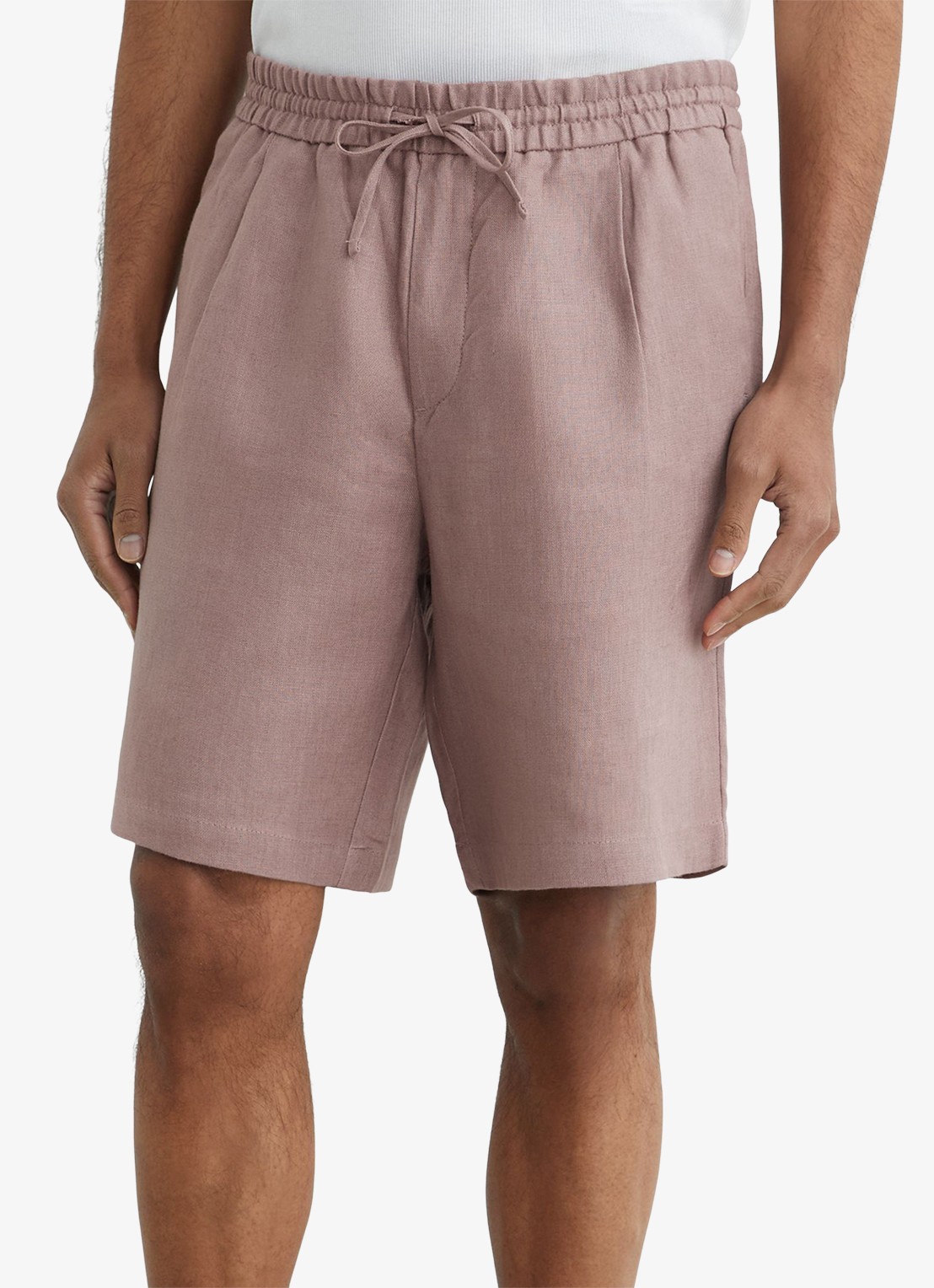 Reiss Barges straight fit korte broek van linnen - detail 2 roze