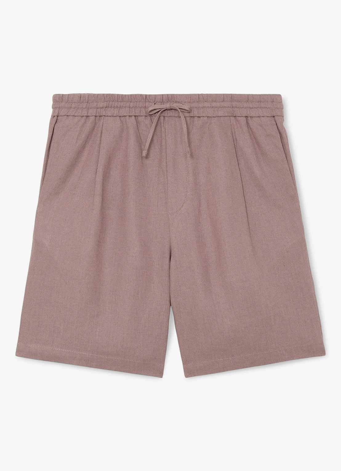Reiss Barges straight fit korte broek van linnen - voorkant roze